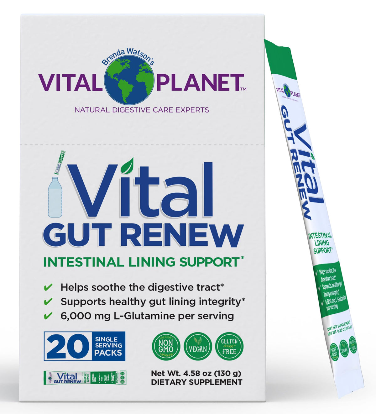Vital Planet Gut Renew L-Glutamine Powder 6000mg front view