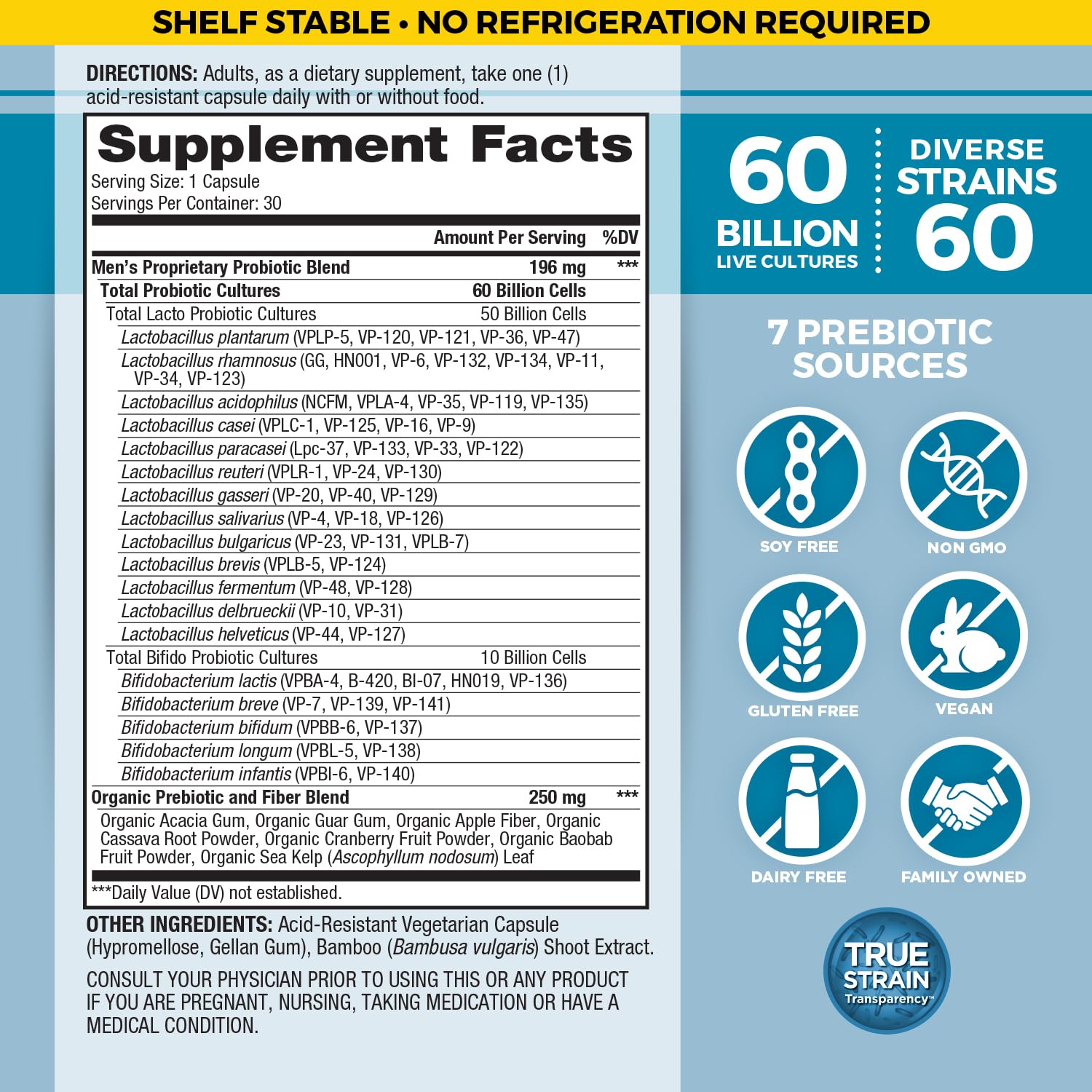 Vital Planet Men’s Daily Probiotic 60 Billion CFU side view