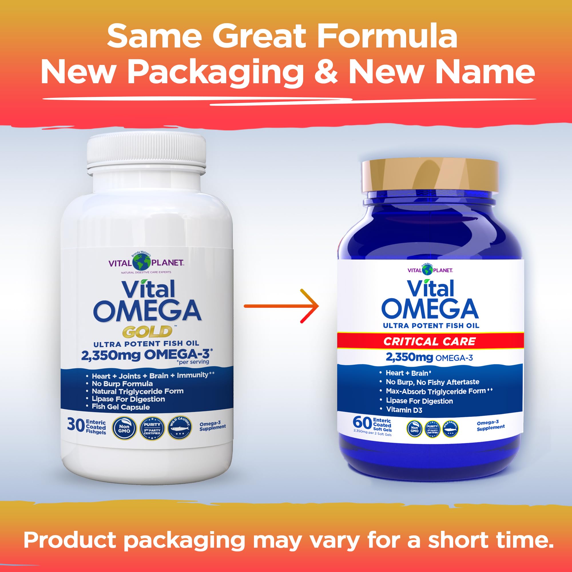 Vital Planet Omega-3 Fish Oil Supplement 2350mg softgel close-up
