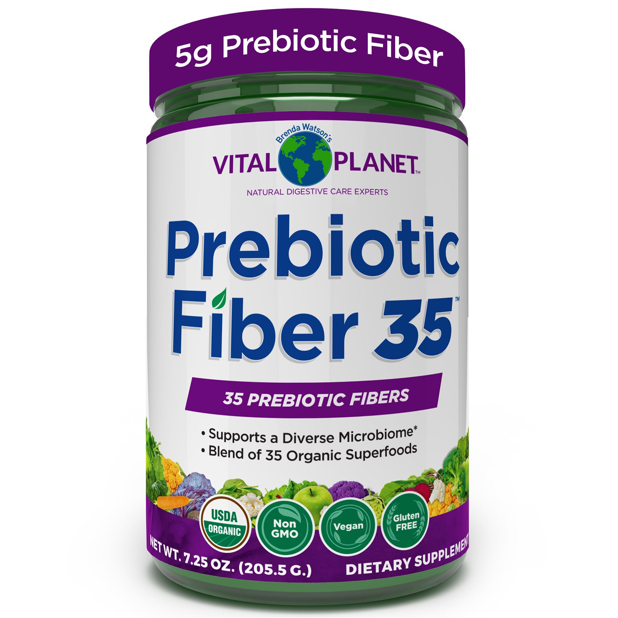 Vital Planet Prebiotic Fiber 35 Superfood Powder front view packaging