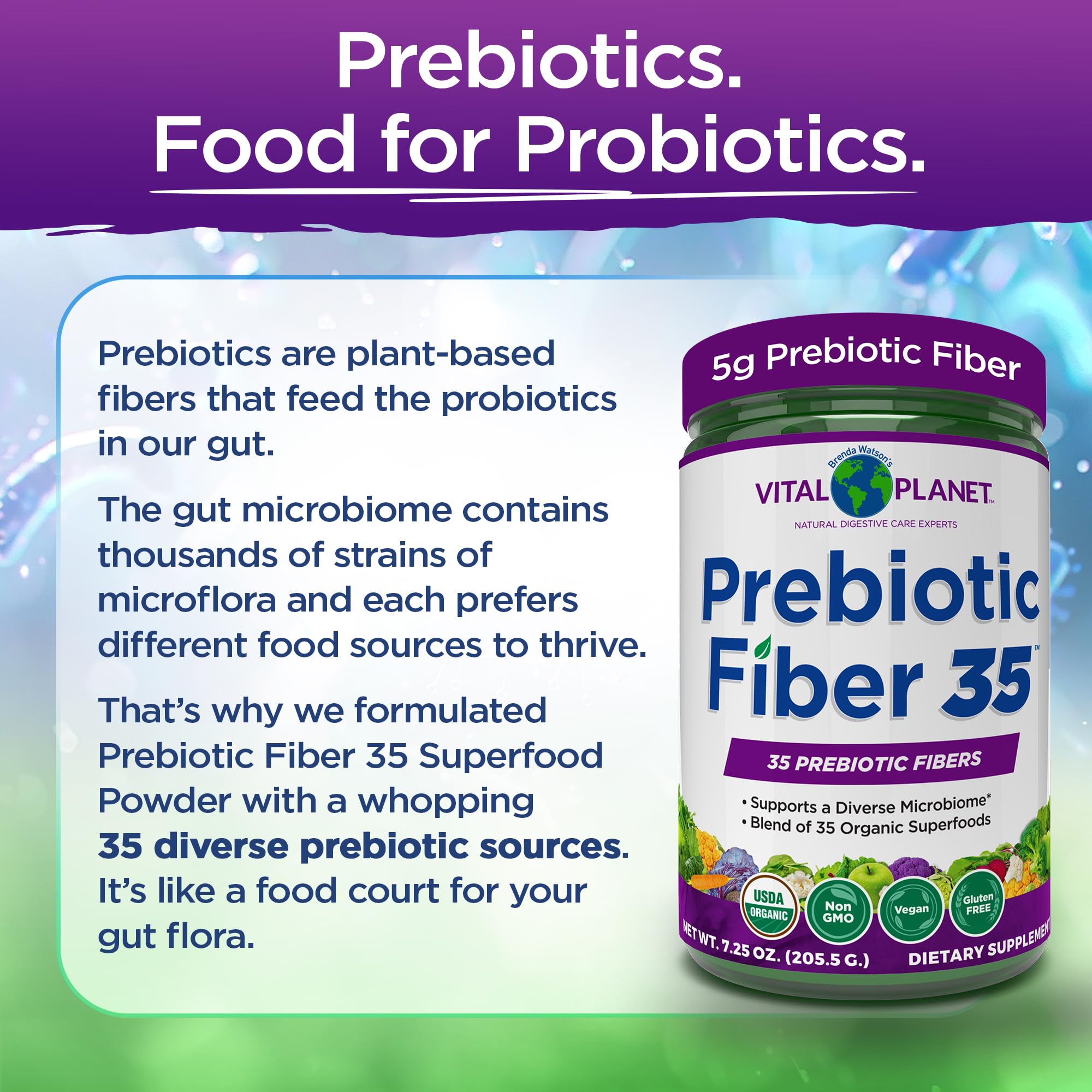 Vital Planet Prebiotic Fiber 35 Superfood Powder side view packaging