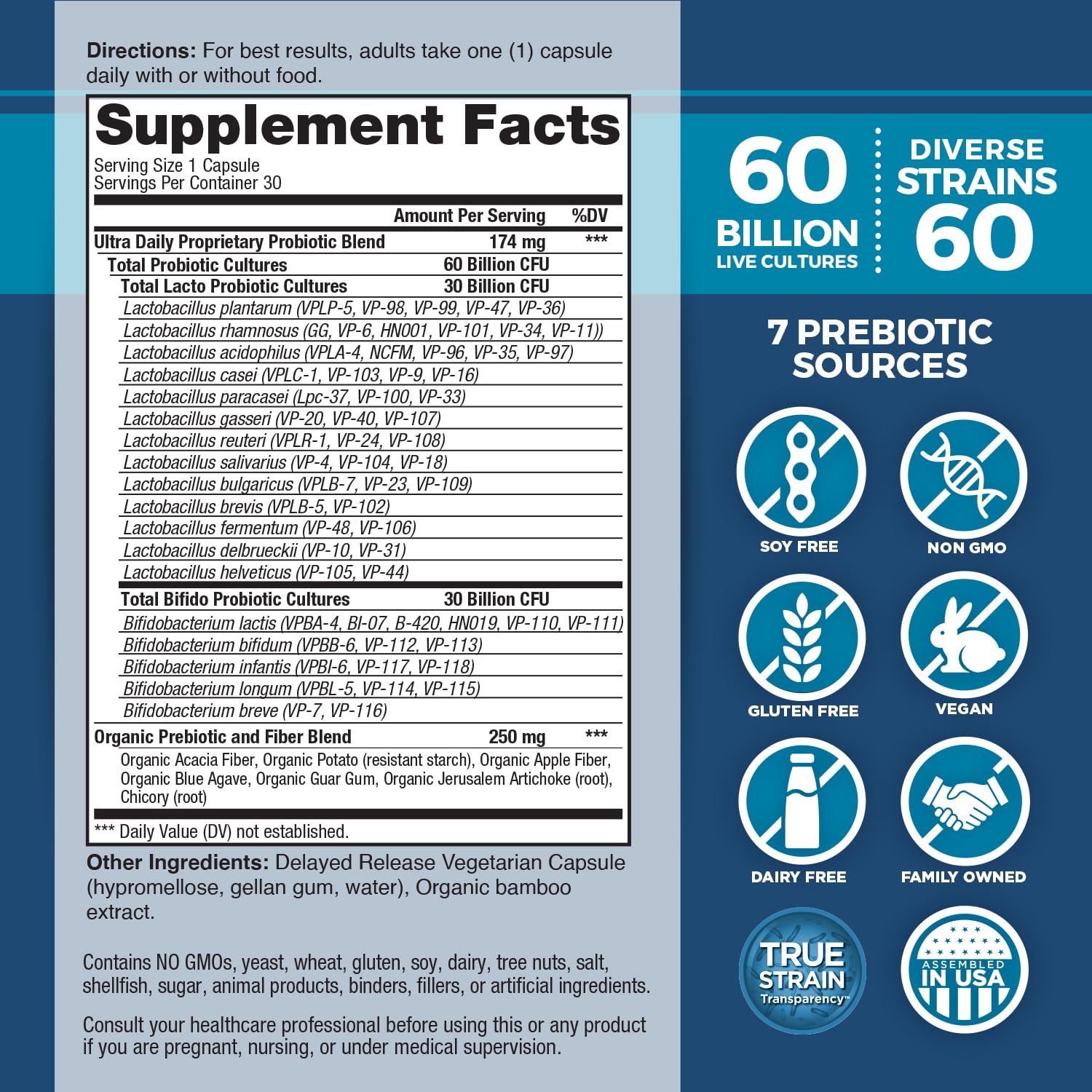 Vital Planet Ultra Daily Probiotic 60 Billion CFU side view