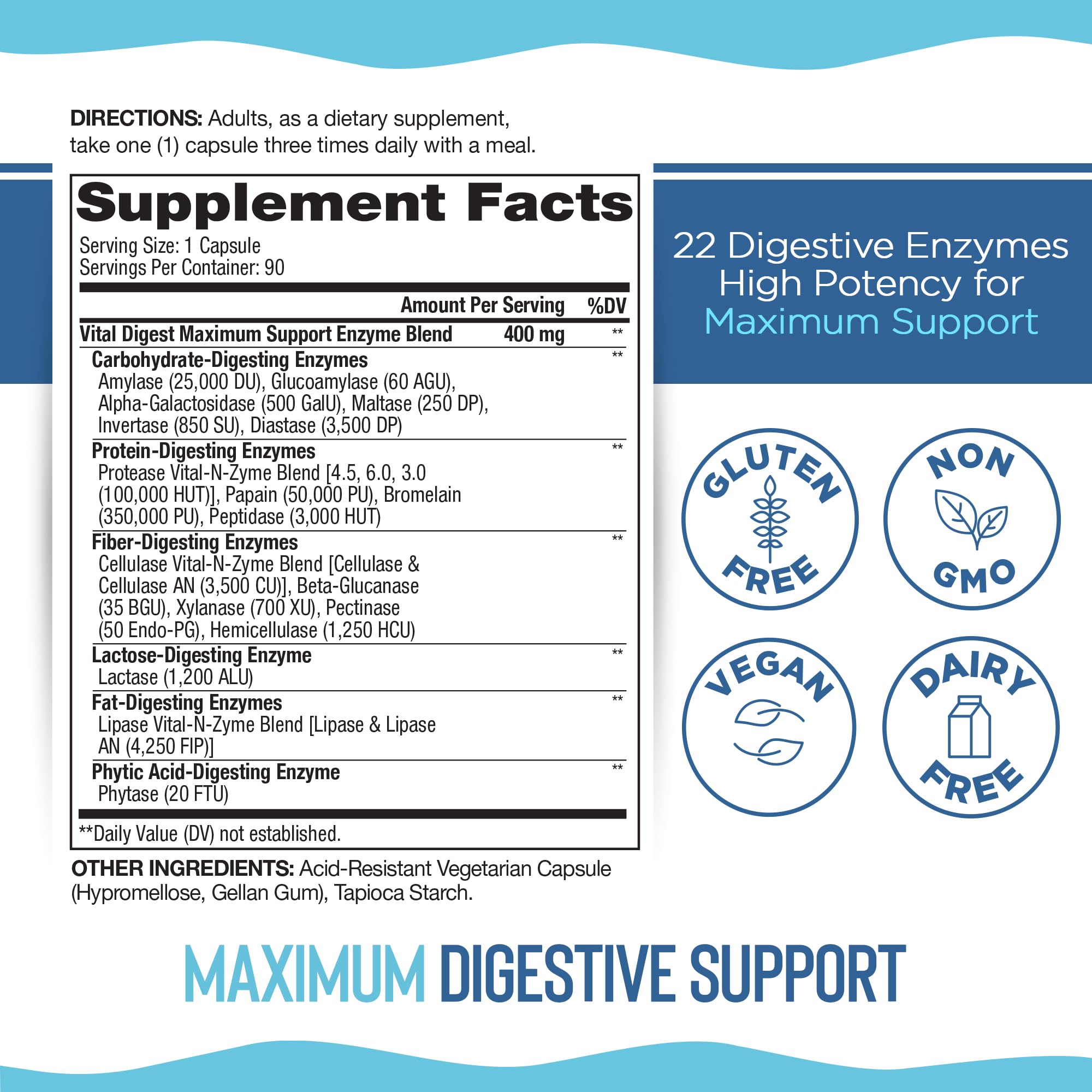 Vital Planet Vital daily Ultra Max Multi-Enzyme Capsules side view