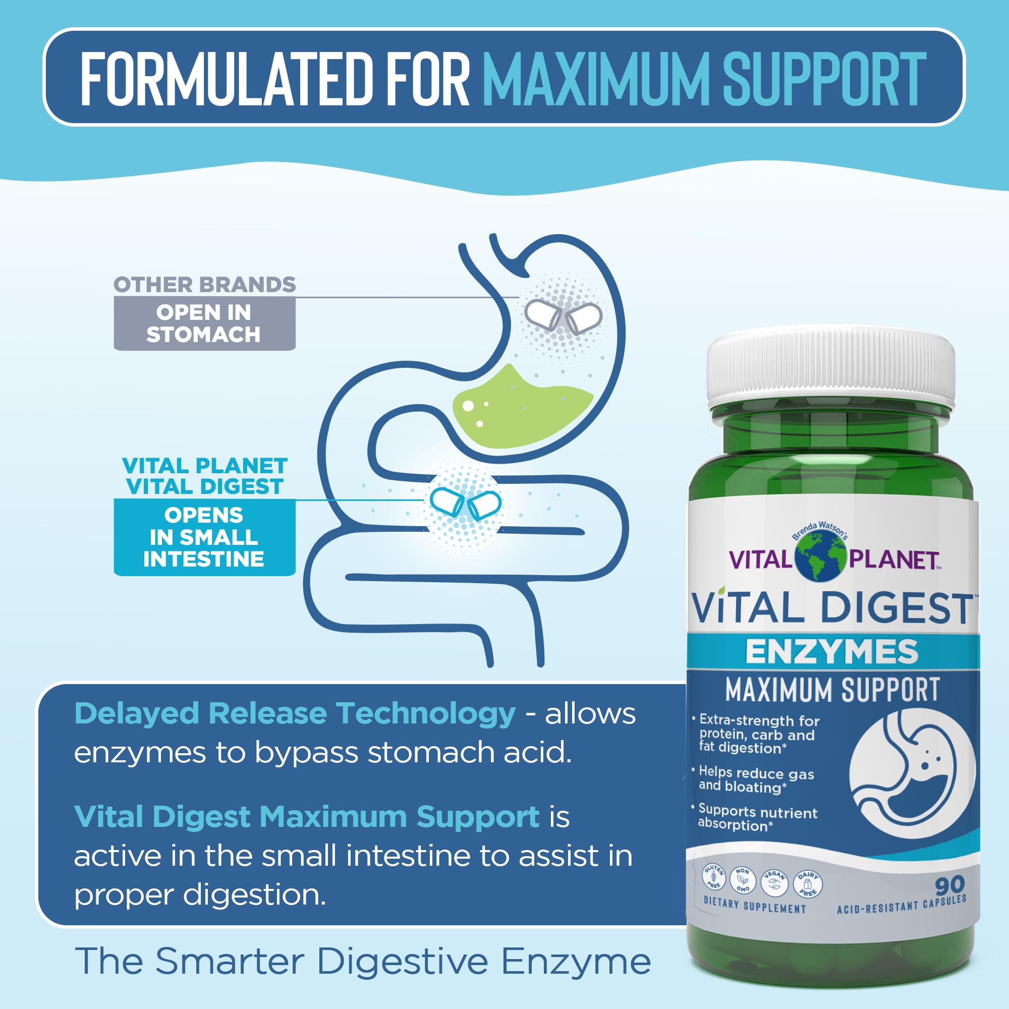Vital Planet Vital daily Ultra Max Multi-Enzyme Capsules with measuring spoon