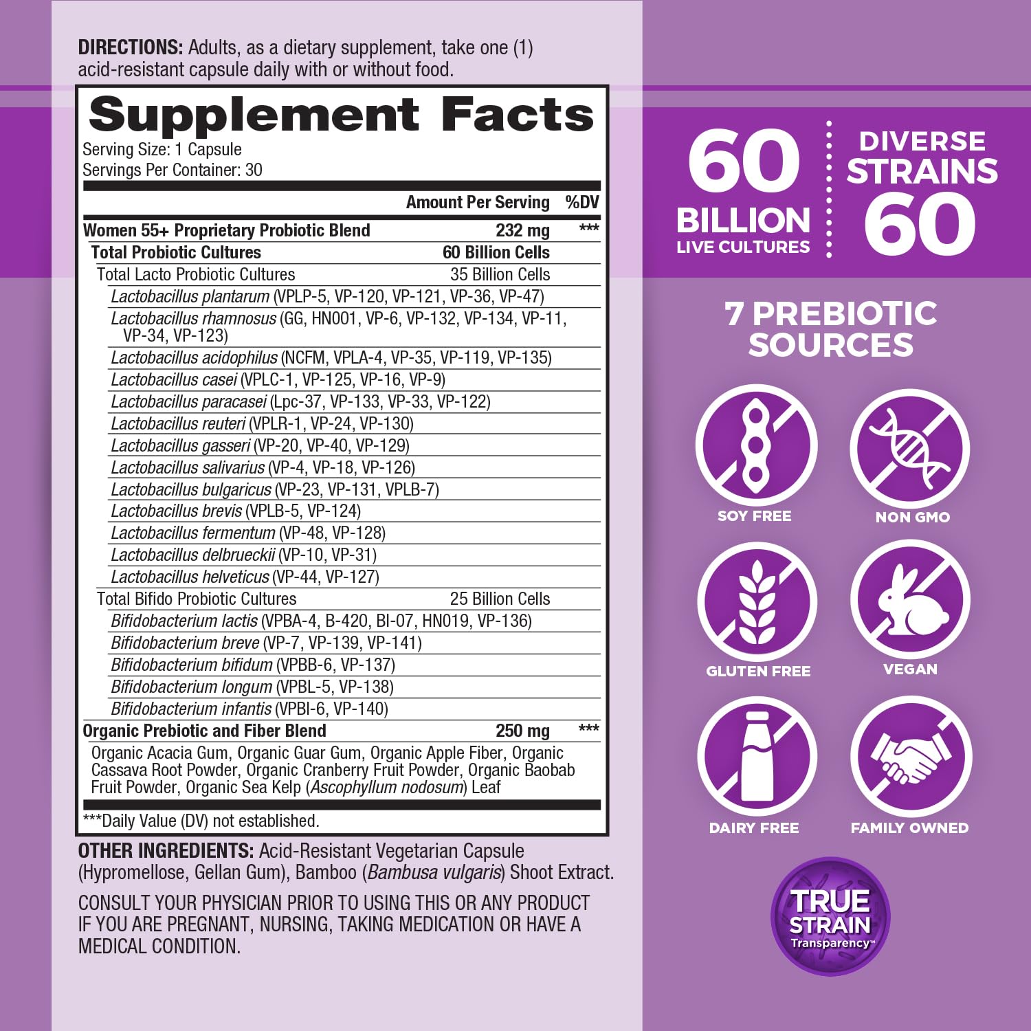Vital Planet Women 55+ Daily Probiotic capsule side view