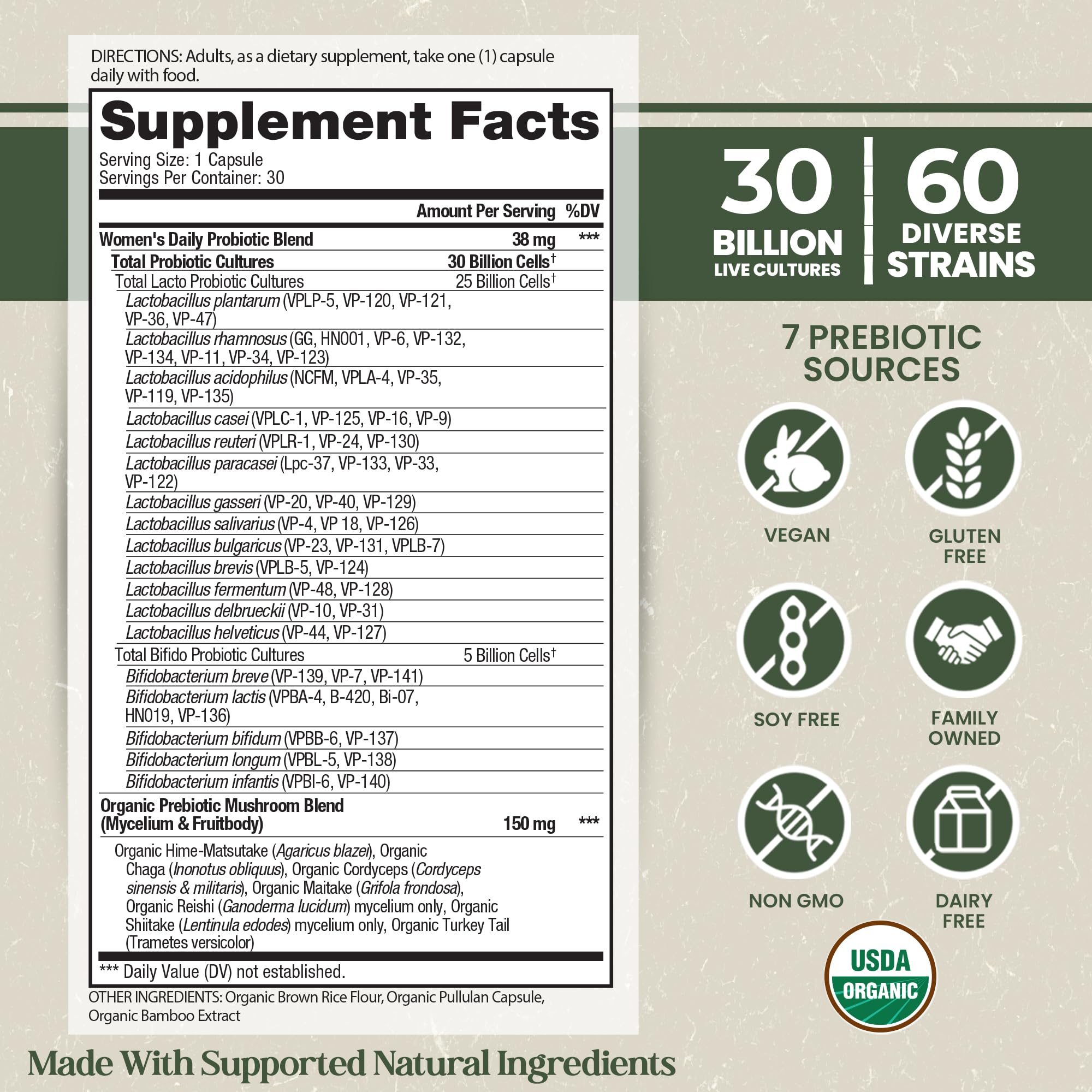 Vital Planet Women's Probiotic Supplement showing capsule details