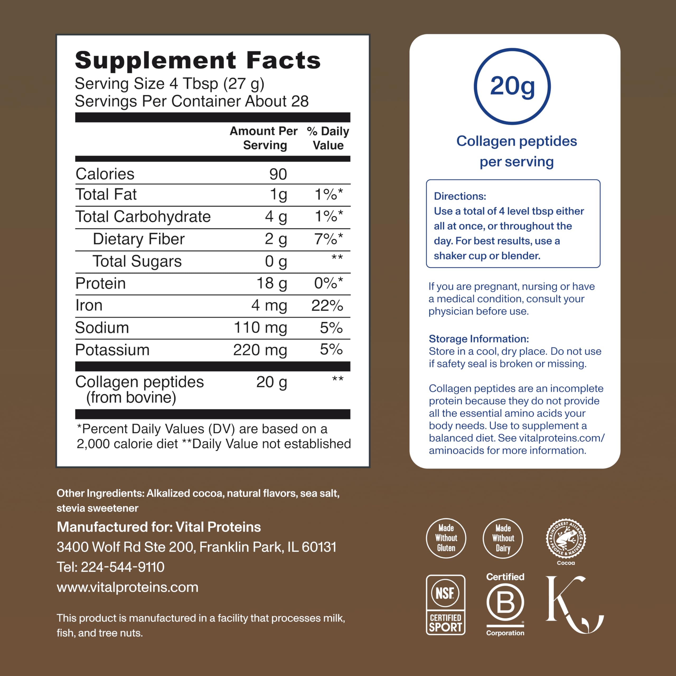 Vital Proteins Collagen Peptides 760g with shaker cup