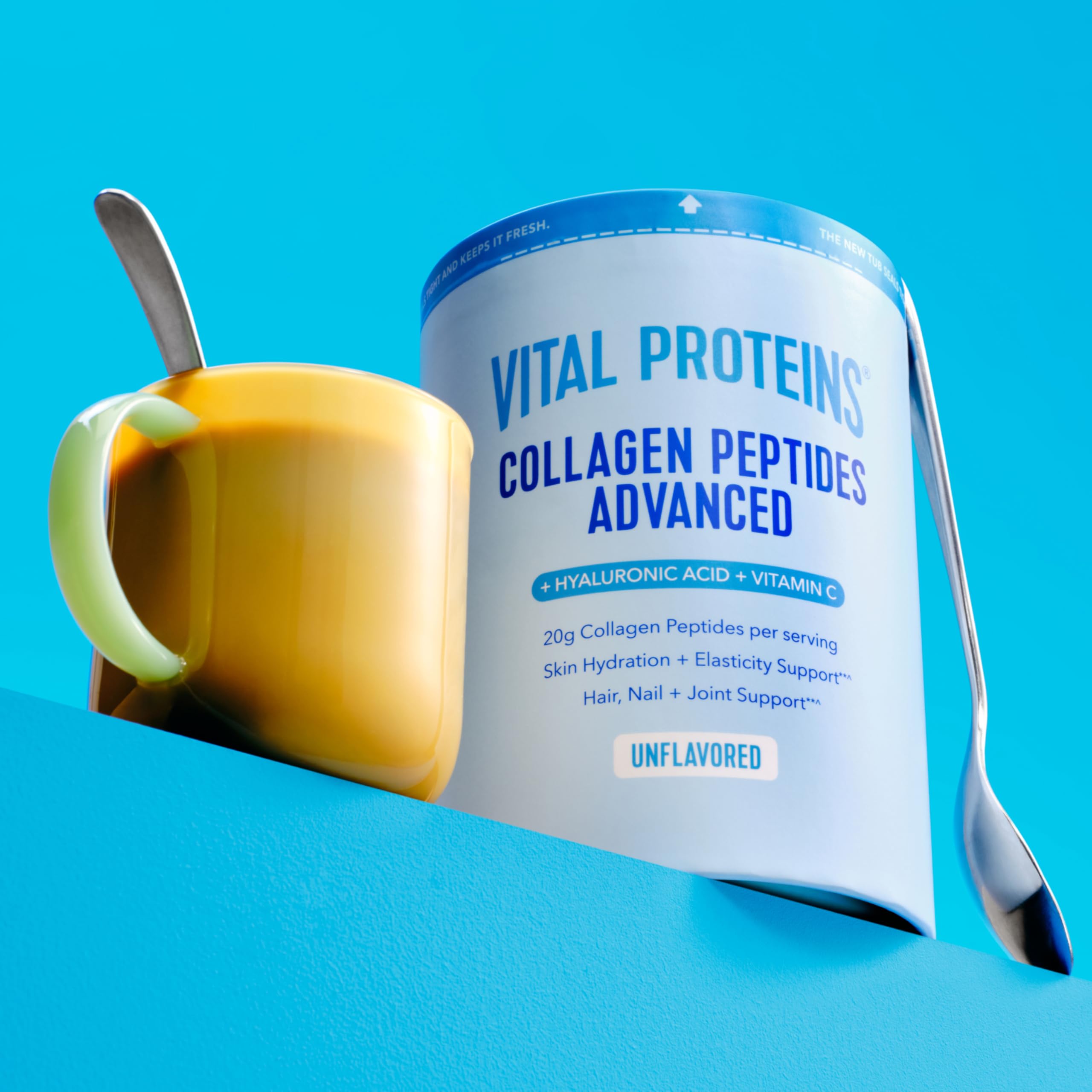 Vital Proteins Collagen Peptides Advanced Powder back view showing nutritional information