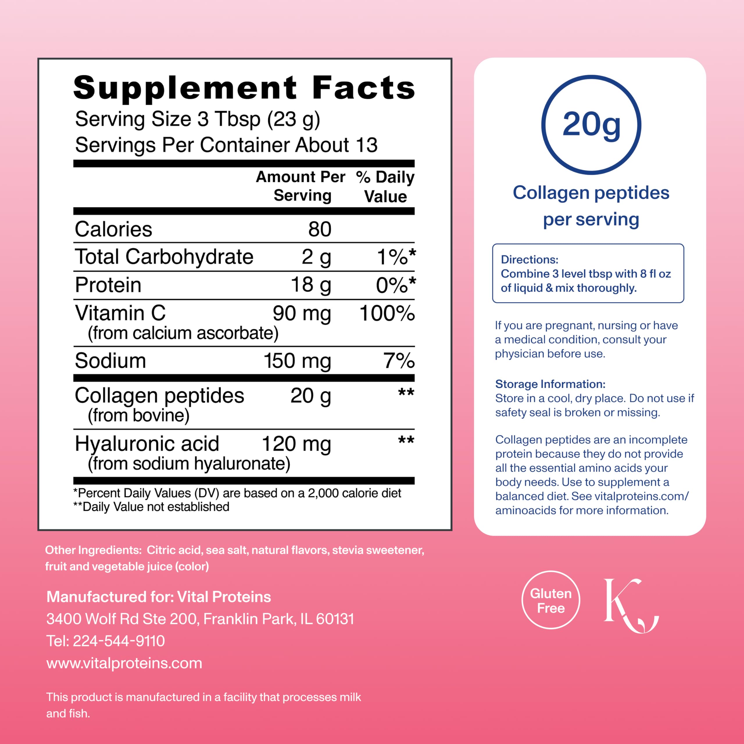 Vital Proteins Collagen Peptides Advanced Strawberry Lemon back view