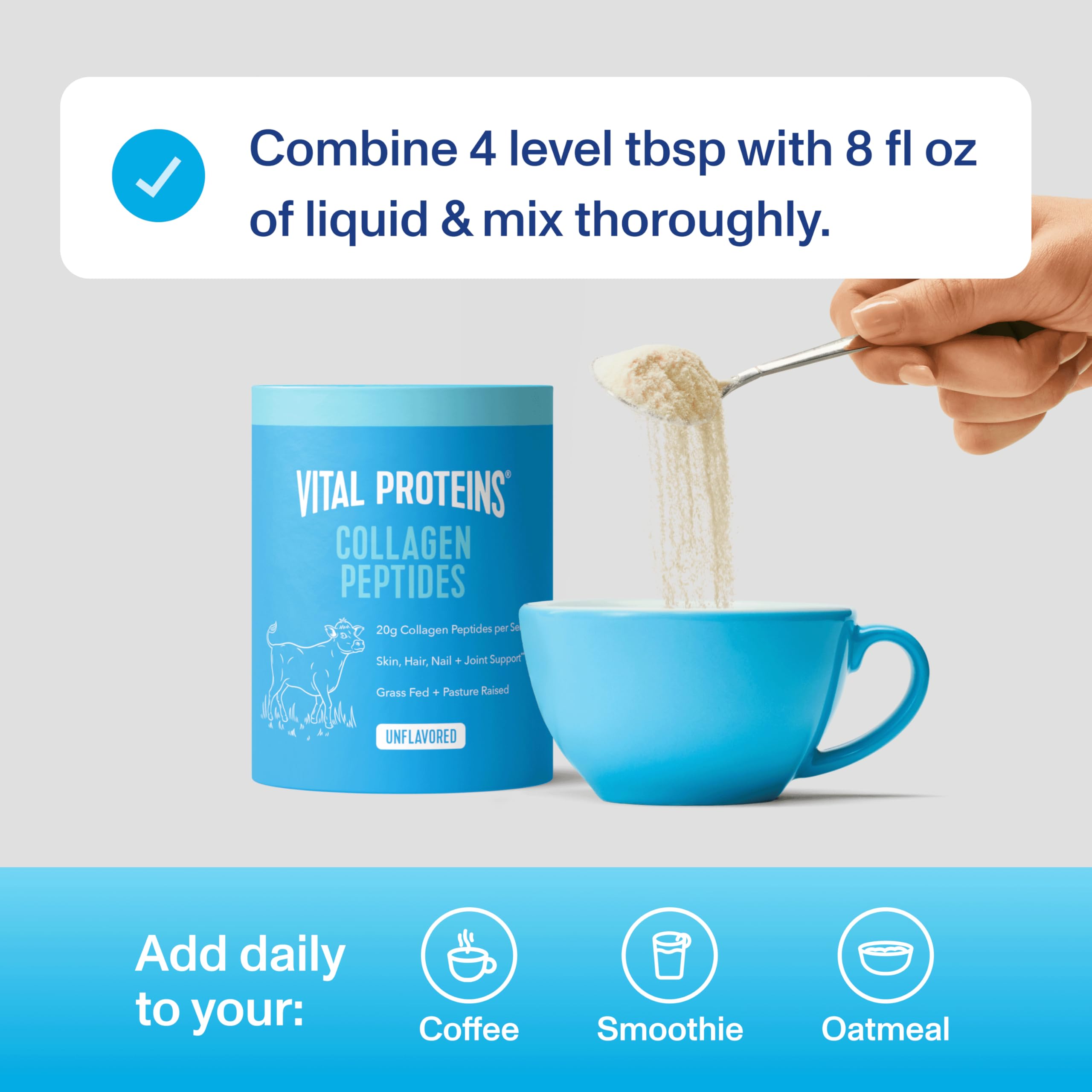 Vital Proteins Collagen Peptides mixed in a glass of water