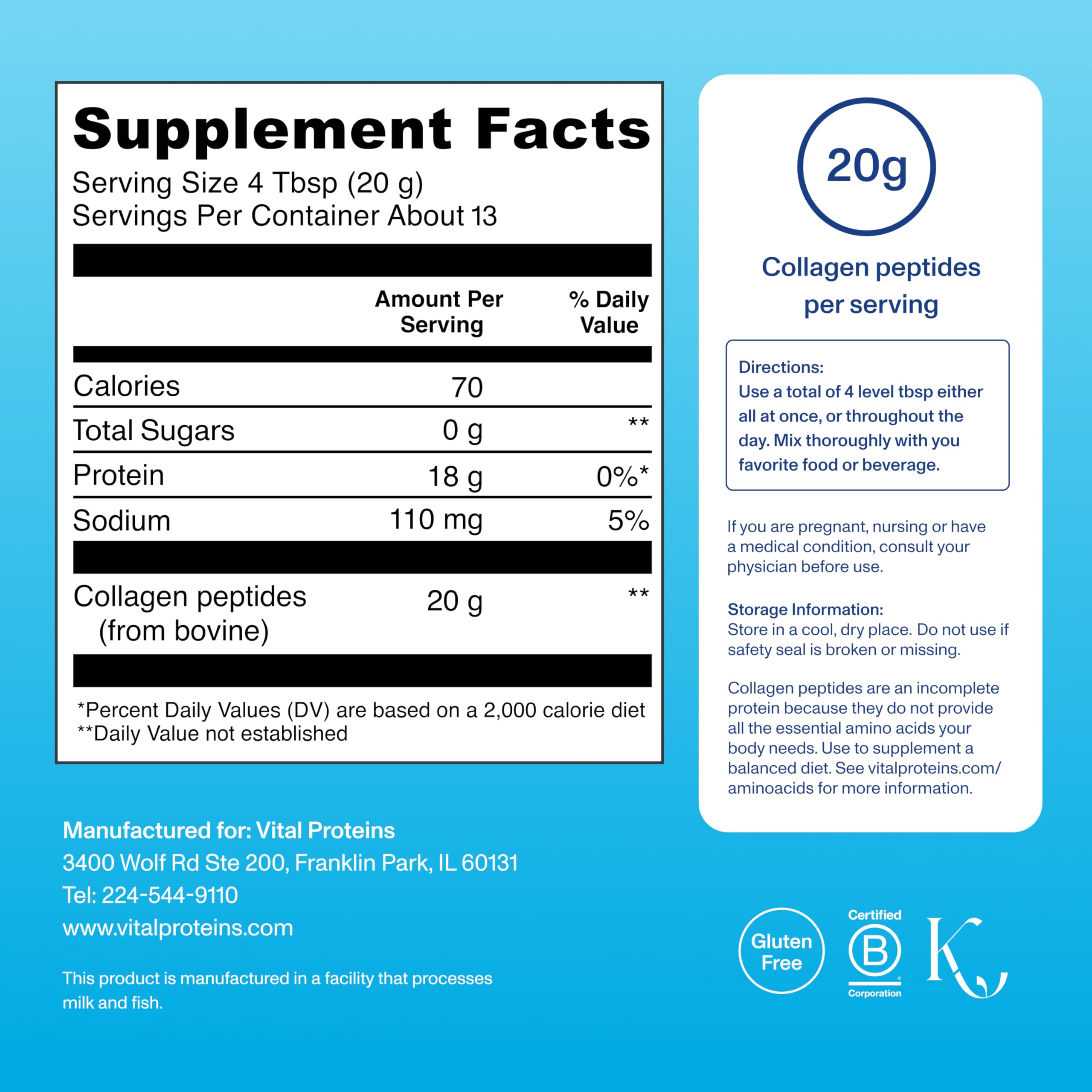 Vital Proteins Collagen Peptides Powder 265g mixed in a smoothie