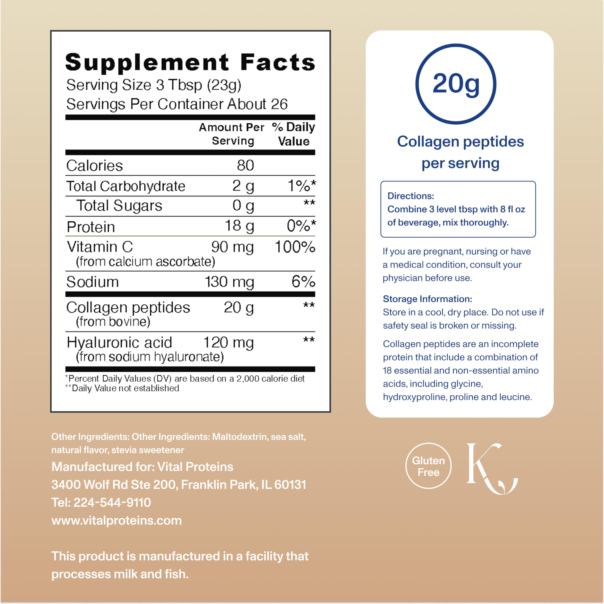 Vital Proteins Collagen Peptides Vanilla 595g packaging