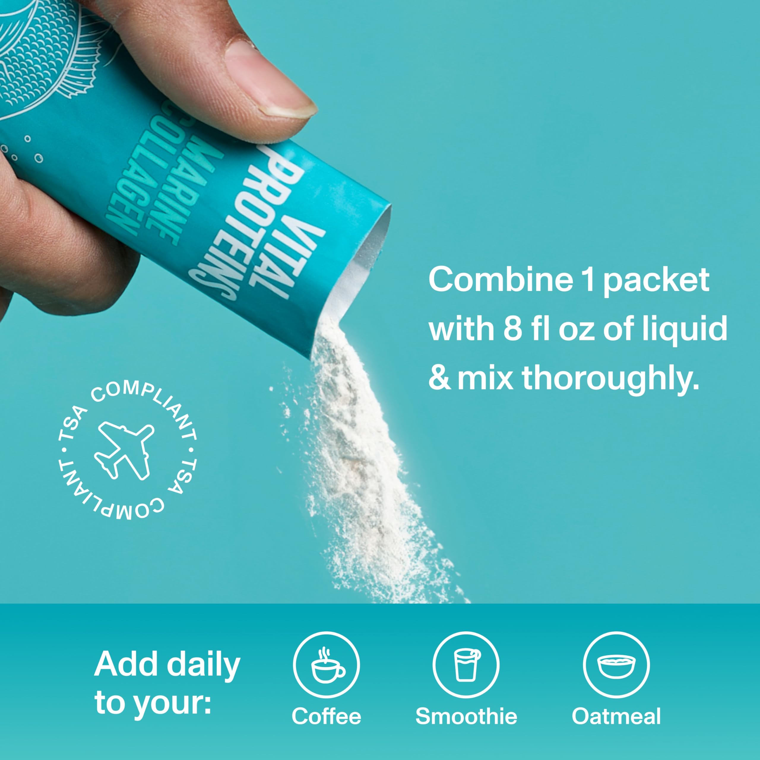 Vital Proteins Marine Collagen Peptides Powder mixed in a smoothie