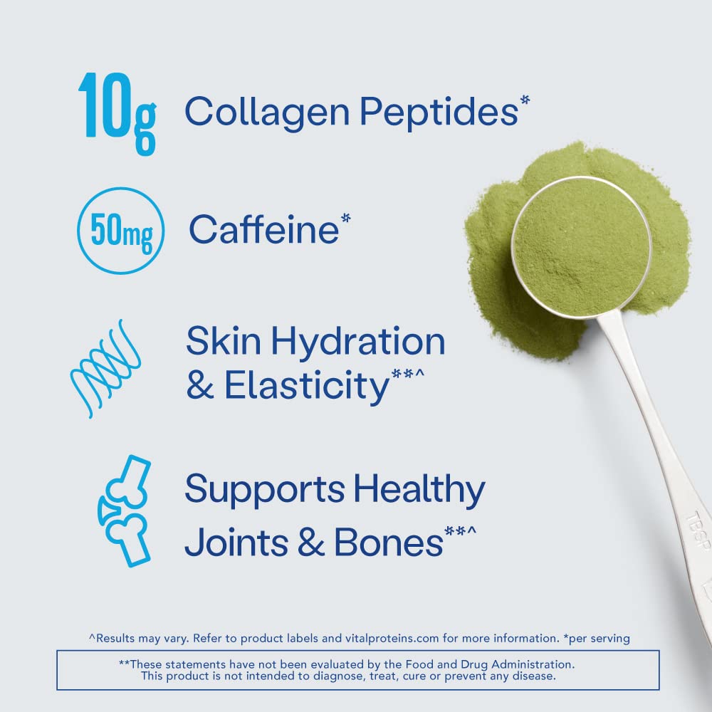 Vital Proteins Matcha Collagen Peptides scoop and powder