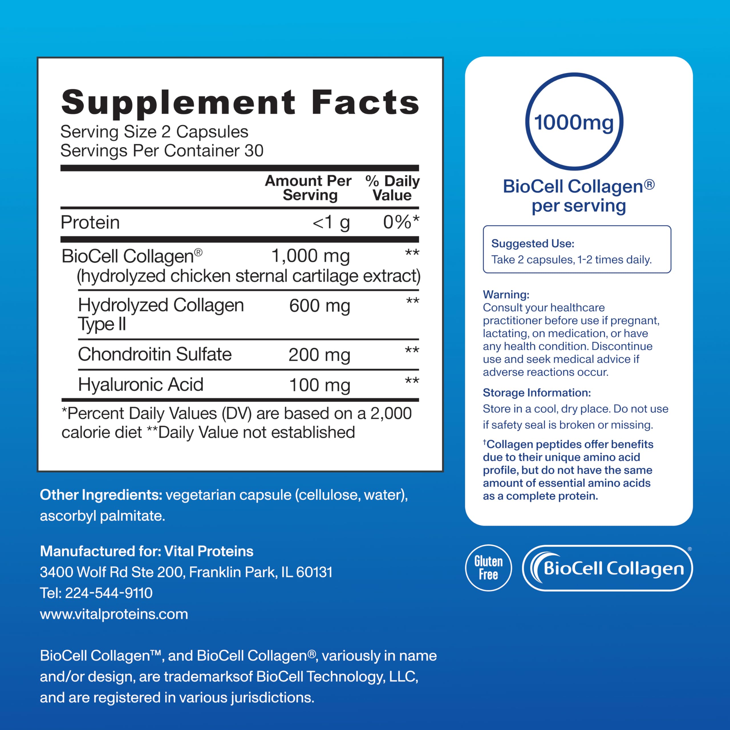 Vital Proteins support Collagen Complex Capsules with packaging