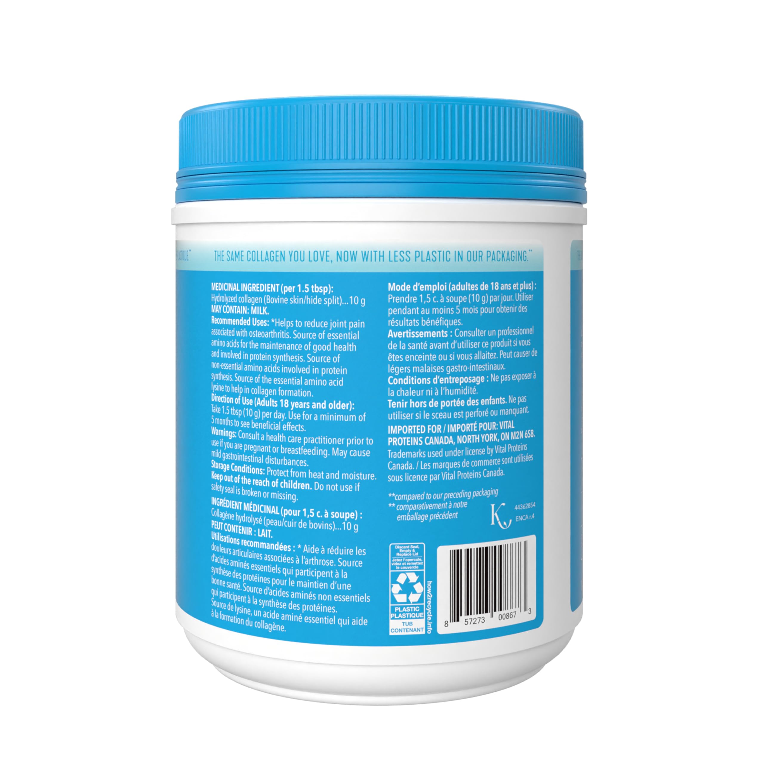 Vital Proteins Unflavoured Collagen Peptides nutritional information