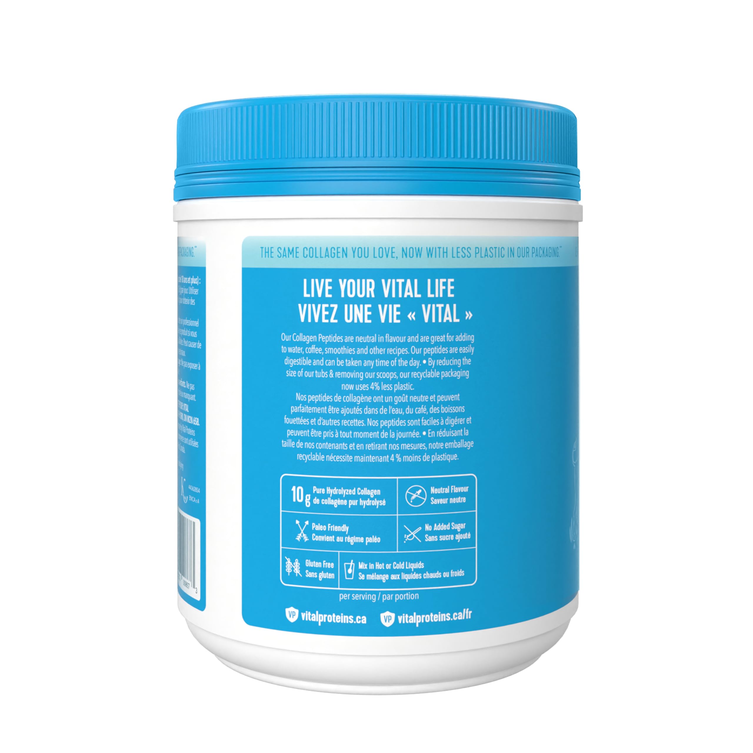 Vital Proteins Unflavoured Collagen Peptides with other health supplements
