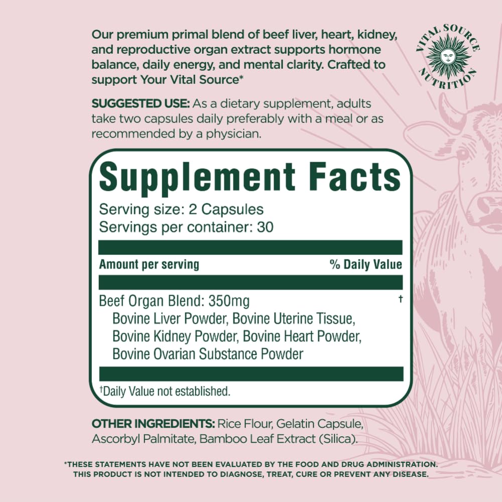 Vital Source Nutrition BiFi Premium Primal Organ Blend ingredients list