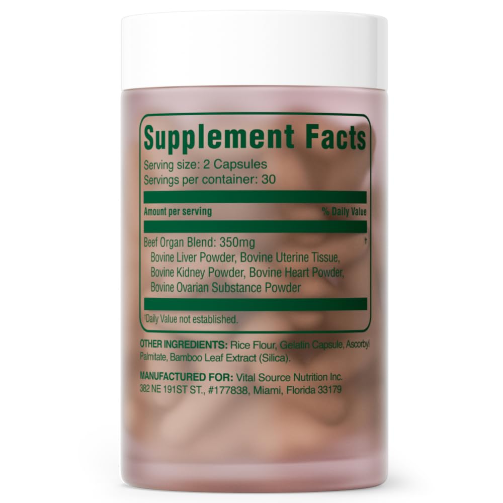 Vital Source Nutrition BiFi Premium Primal Organ Blend packaging with nutrition facts