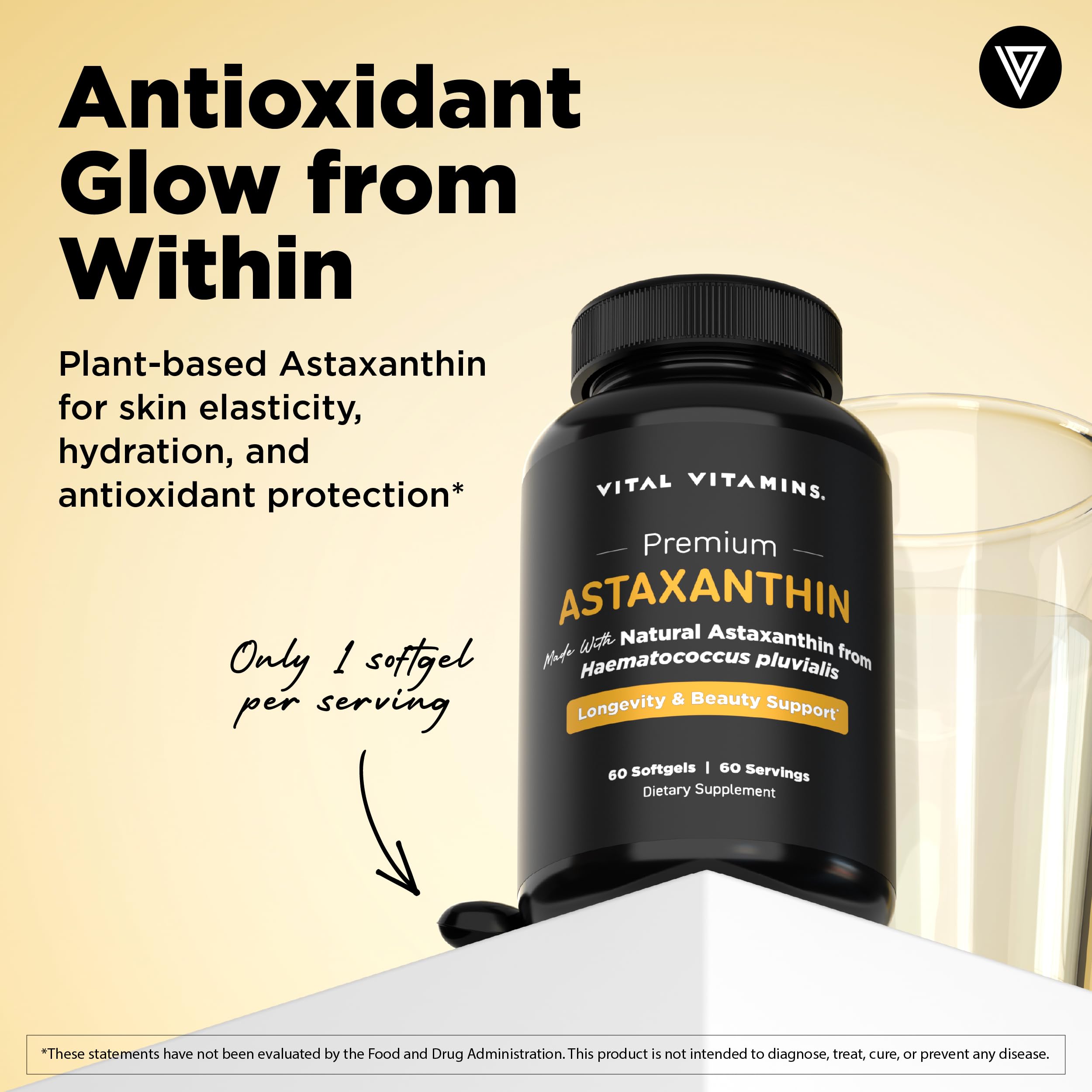 Vital Vitamins Astaxanthin softgels bottle side view
