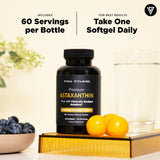 Vital Vitamins Astaxanthin softgels displayed with natural elements