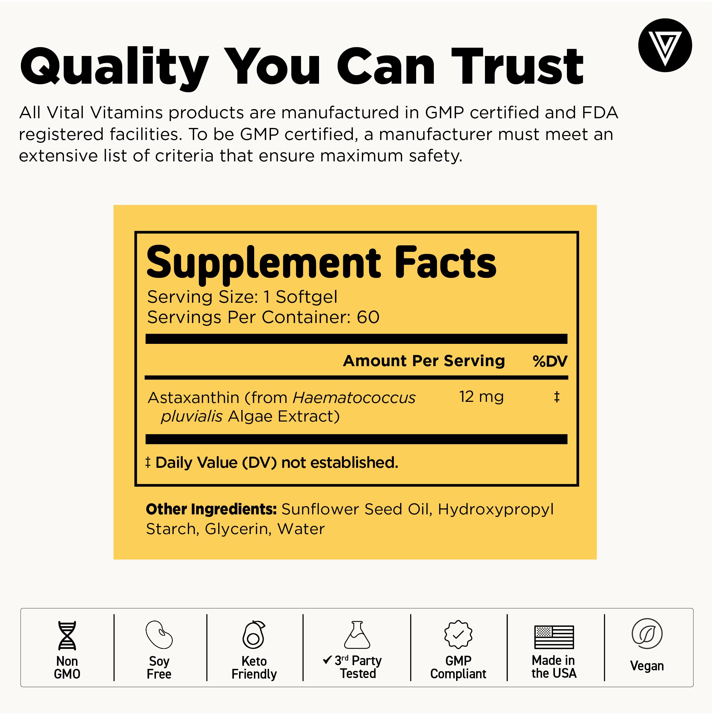 Vital Vitamins Astaxanthin softgels in a lifestyle setting
