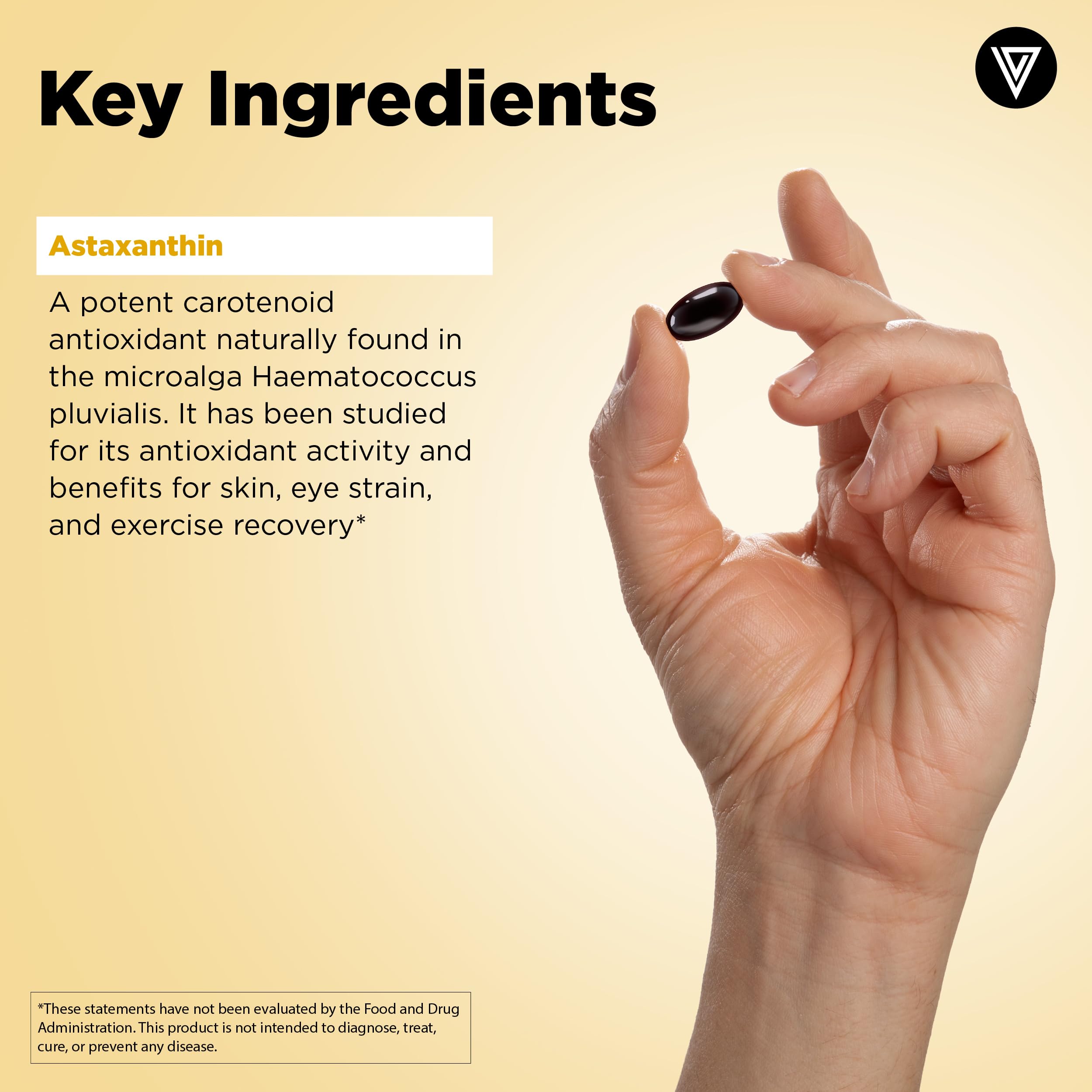 Vital Vitamins Astaxanthin softgels on a wooden surface