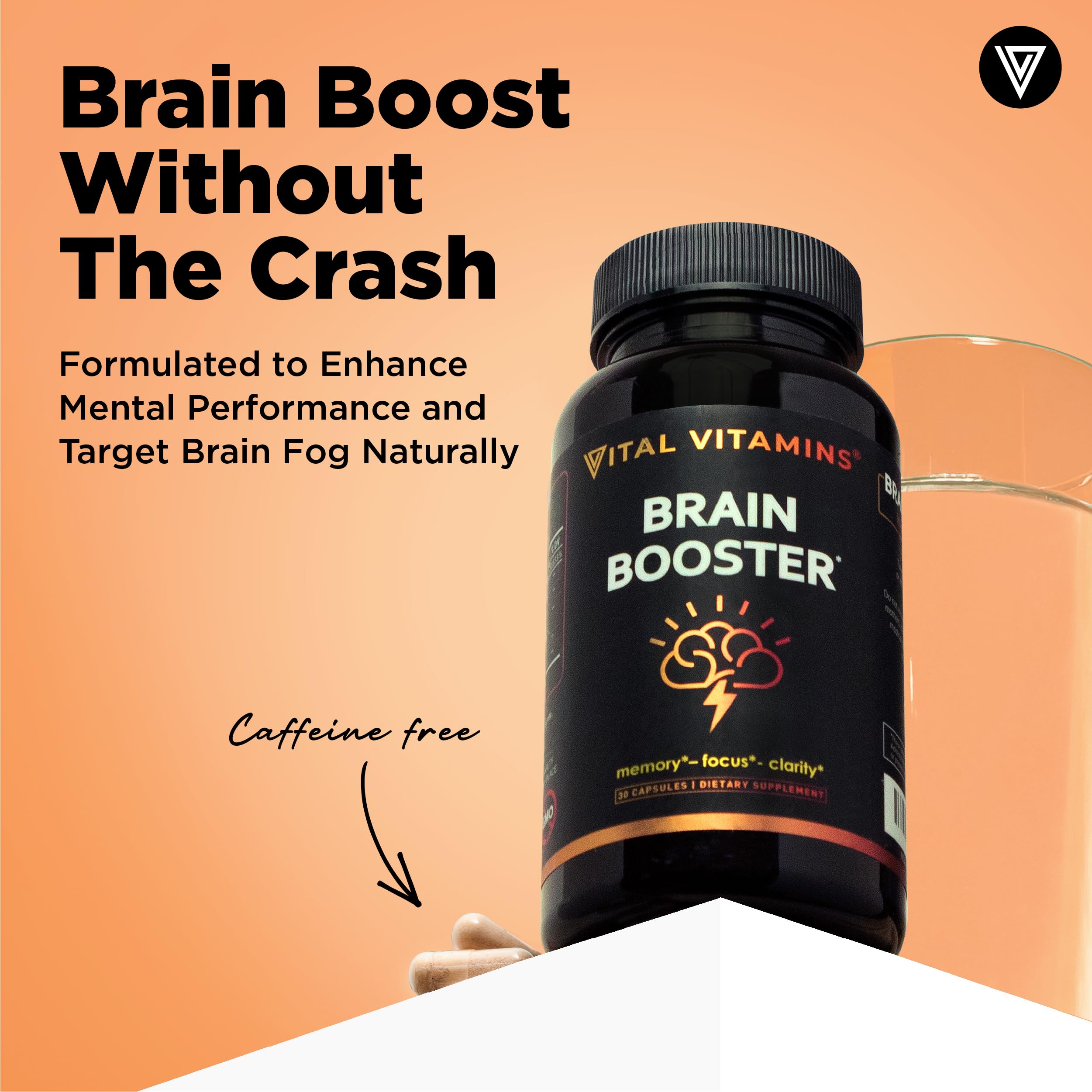 Vital Vitamins Bacopa Monnieri Brain Supplement 60 capsules side view