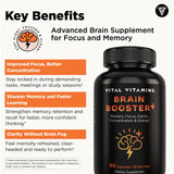 Vital Vitamins Brain support Plus supplement back view