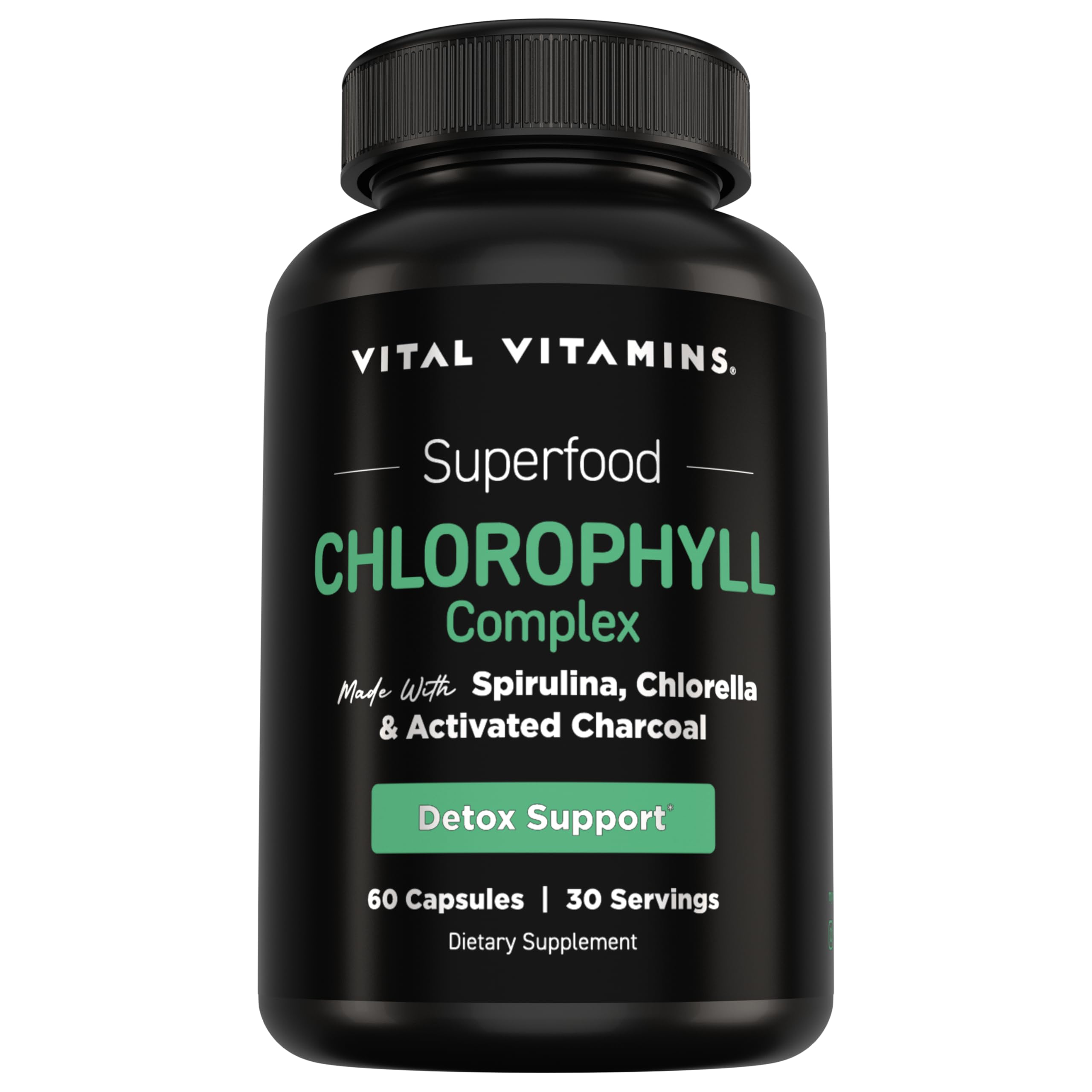 Vital Vitamins Chlorophyll Capsules 60 count front view