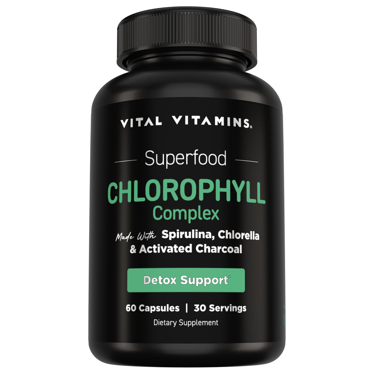 Vital Vitamins Chlorophyll Capsules 60 count front view