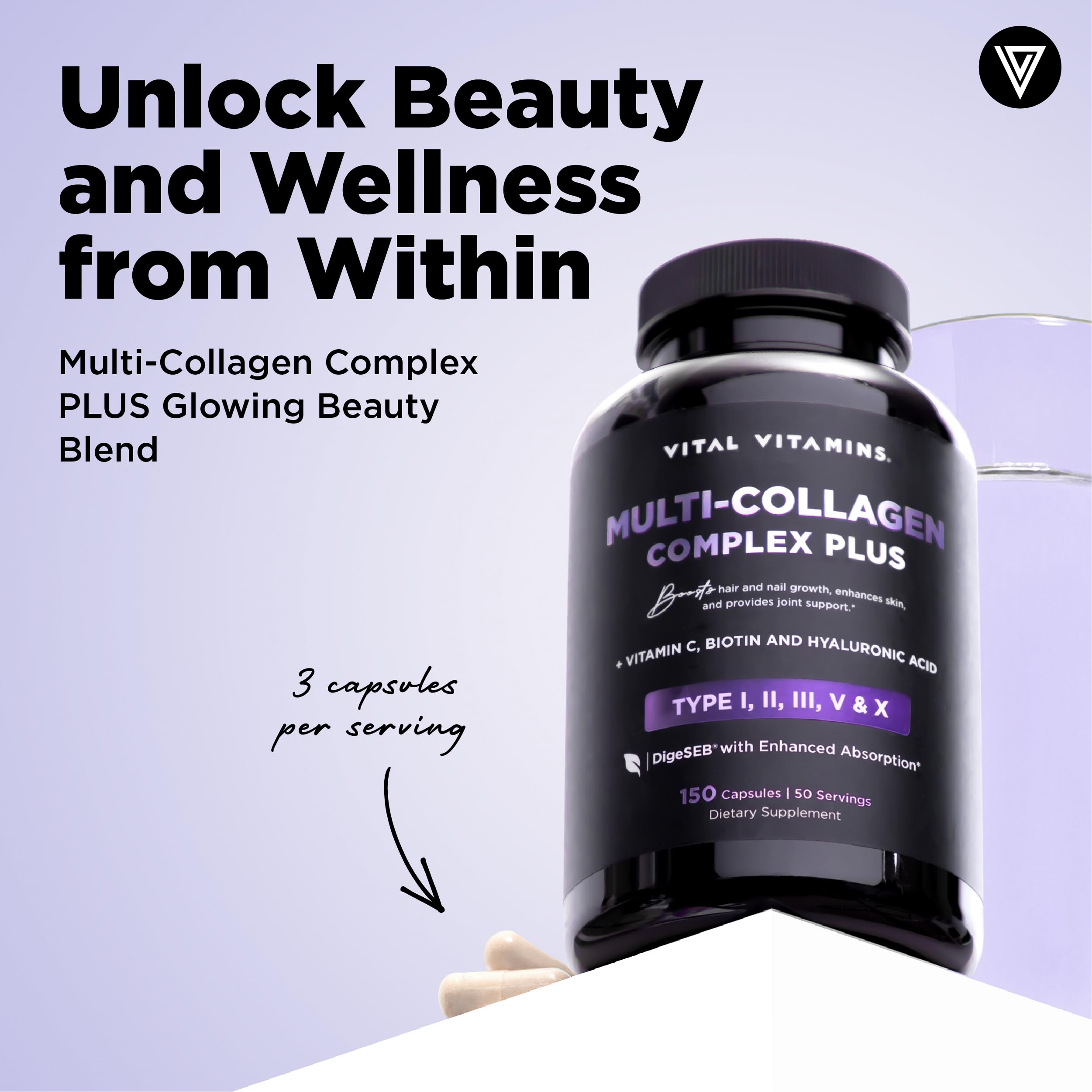 Vital Vitamins Collagen Supplement capsules close-up