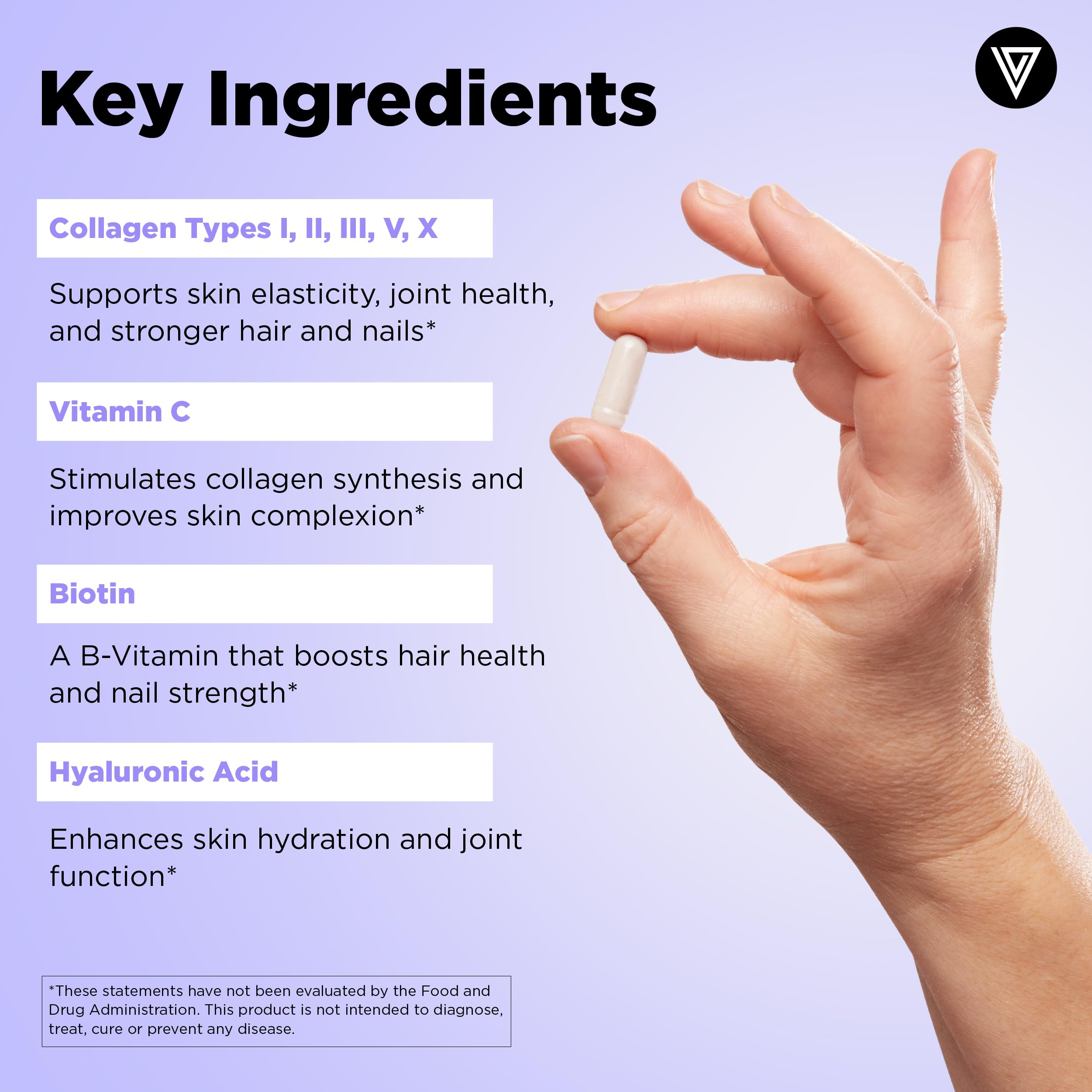Vital Vitamins Collagen Supplement with vitamin C and biotin label