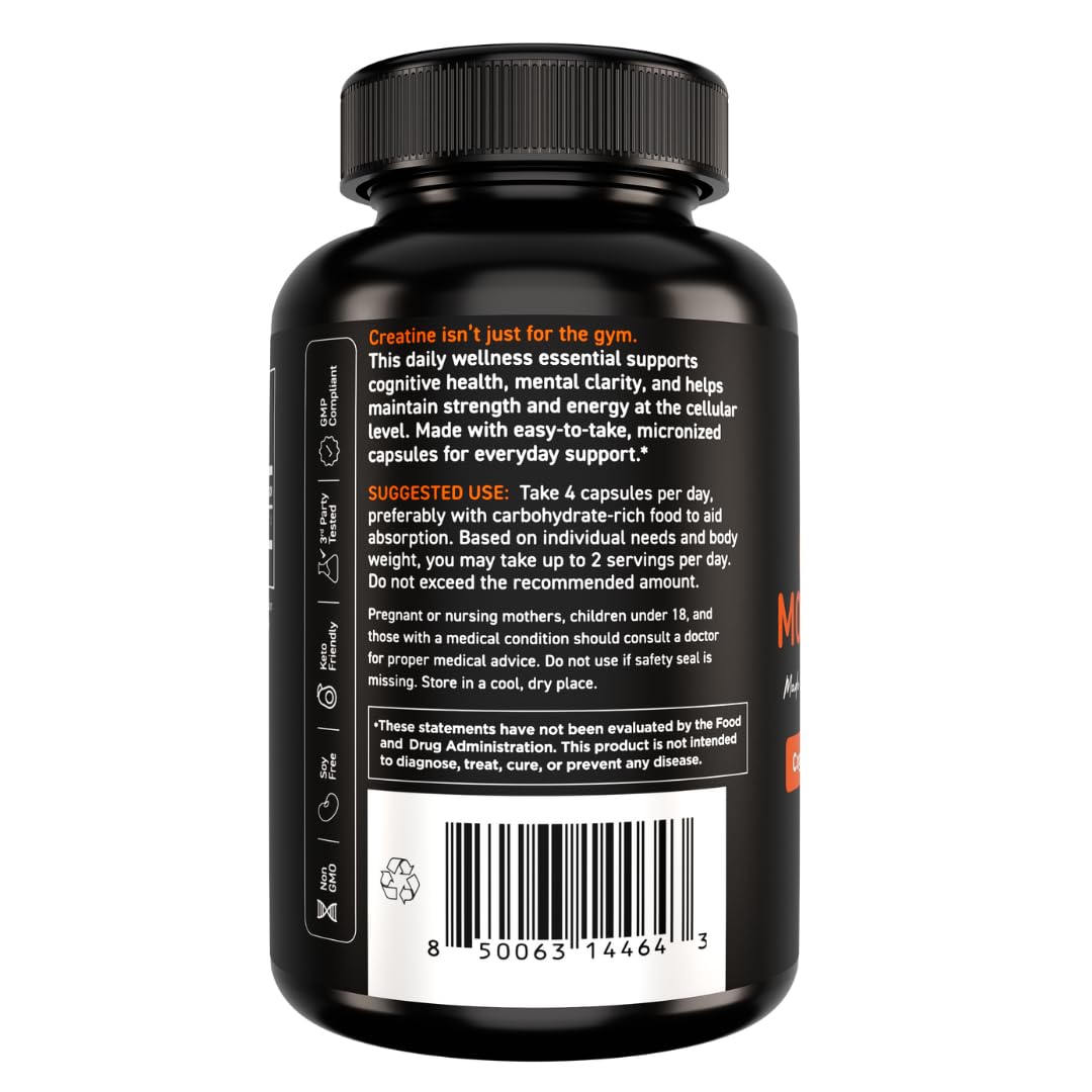 Vital Vitamins Creatine Monohydrate Capsules in a hand