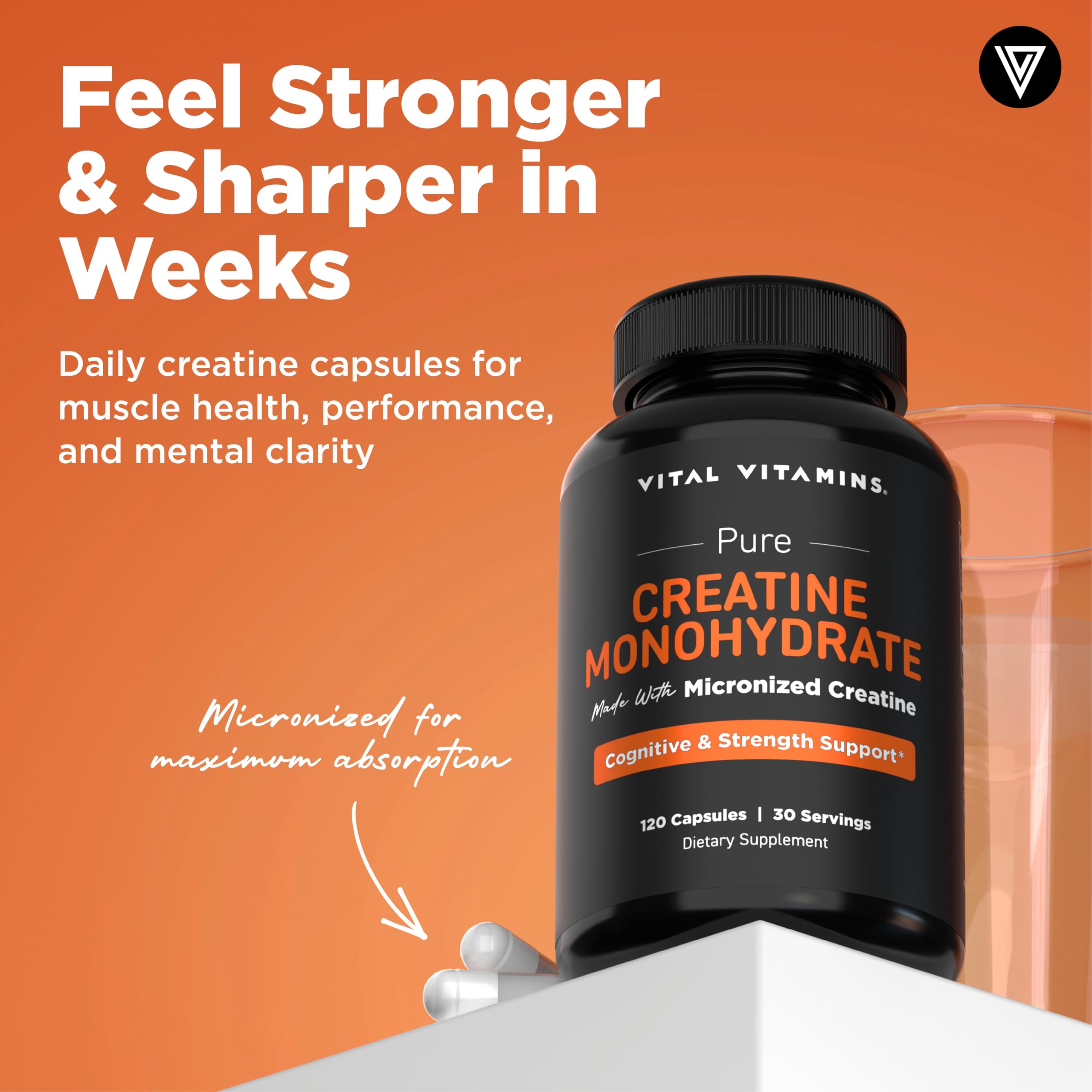 Vital Vitamins Creatine Monohydrate Capsules side view