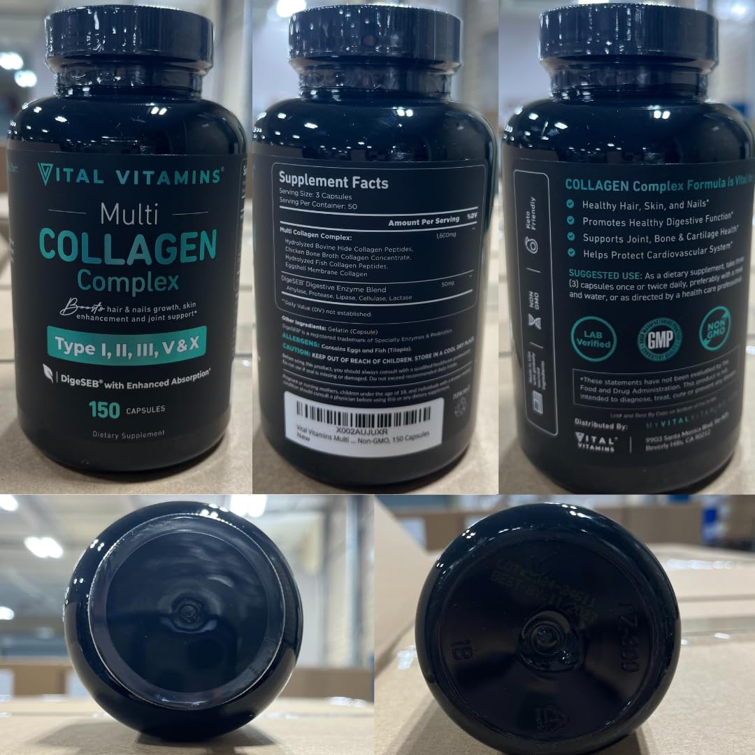 Vital Vitamins Multi Collagen Complex 495g capsules with other supplements