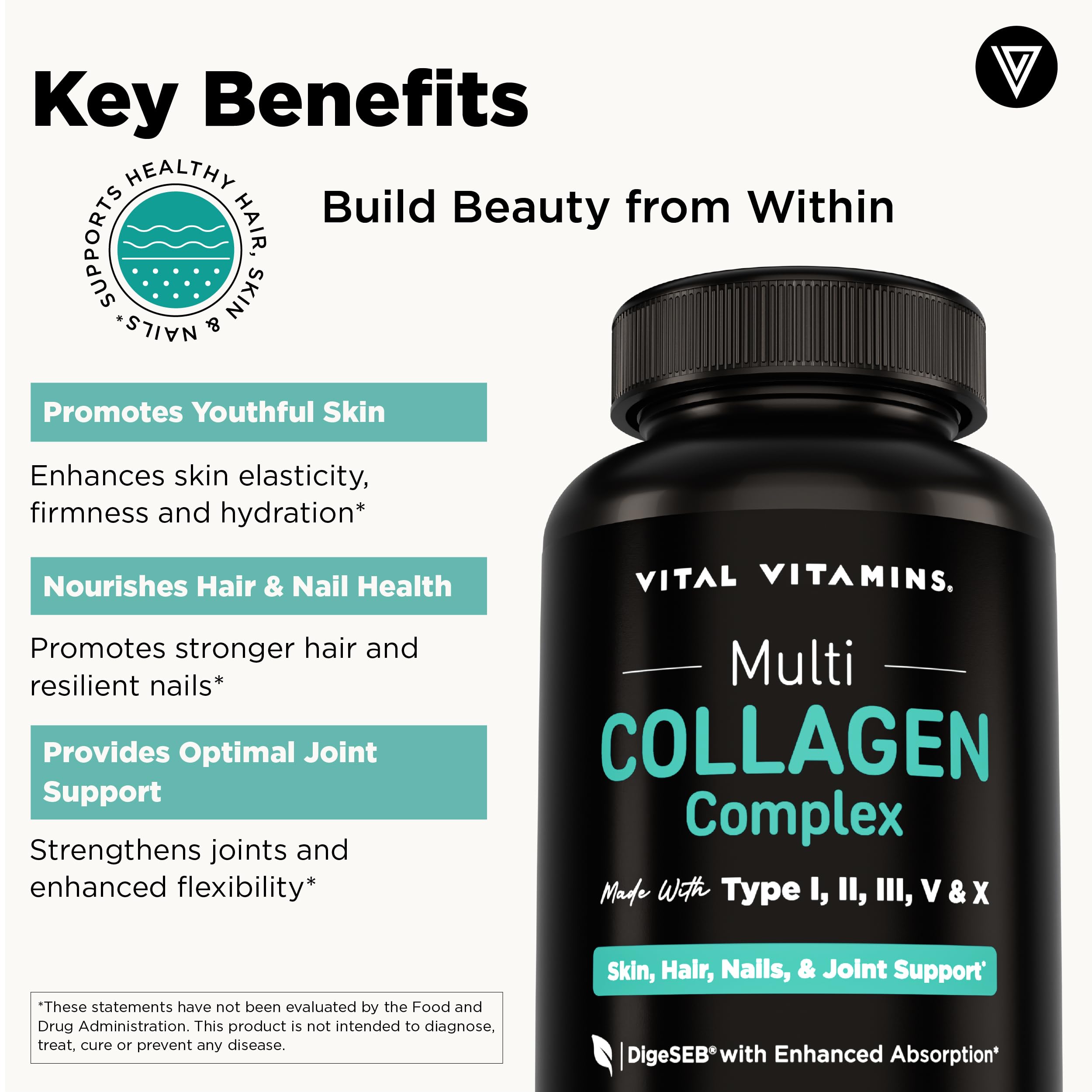 Vital Vitamins Multi Collagen Complex 495g capsules with packaging