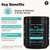Vital Vitamins Multi Collagen Peptides Powder 322g side view showing packaging