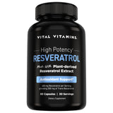 Vital Vitamins Resveratrol Supplement 600mg front view