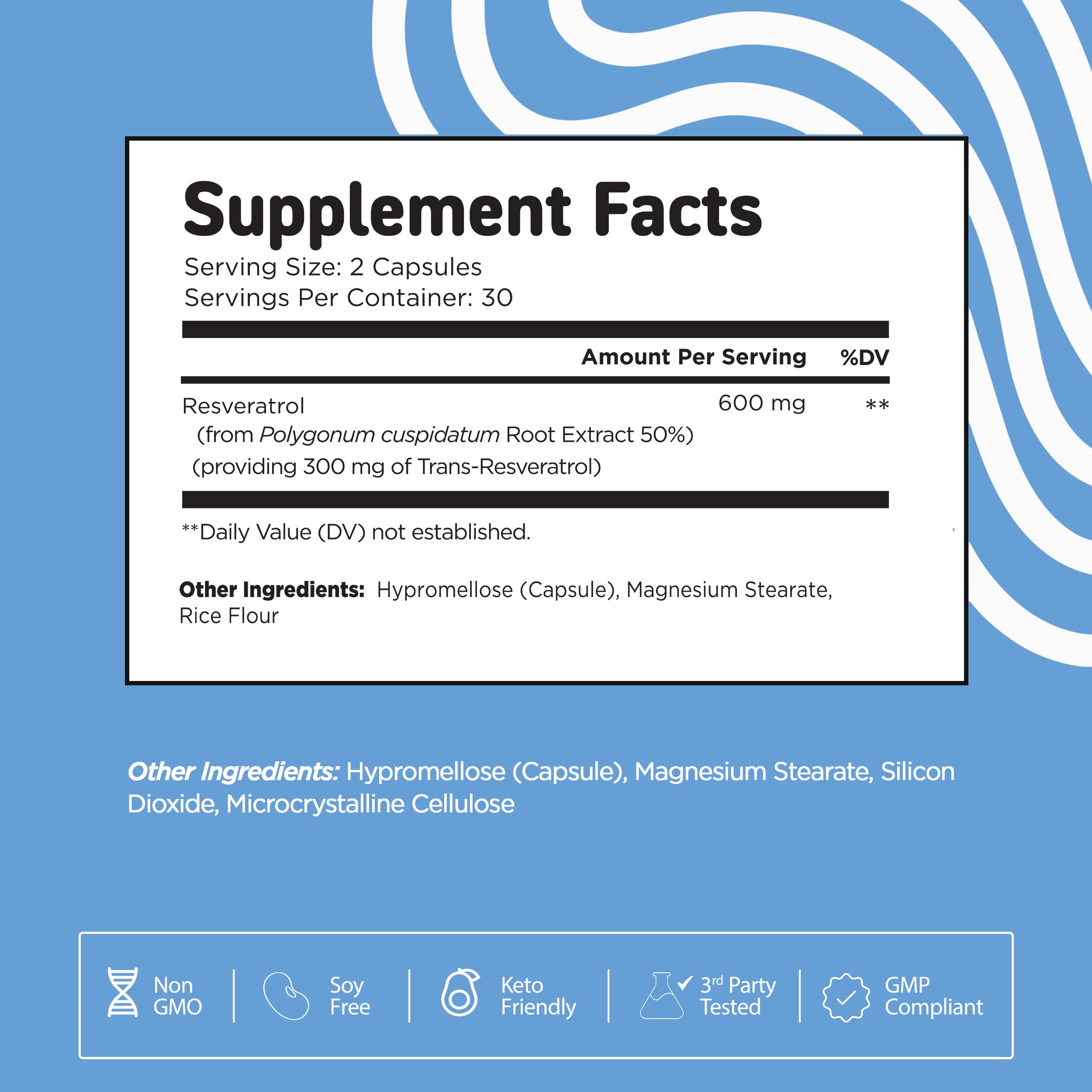 Vital Vitamins Resveratrol Supplement 600mg ingredients list