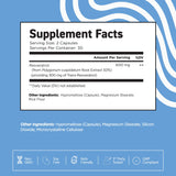 Vital Vitamins Resveratrol Supplement 600mg ingredients list