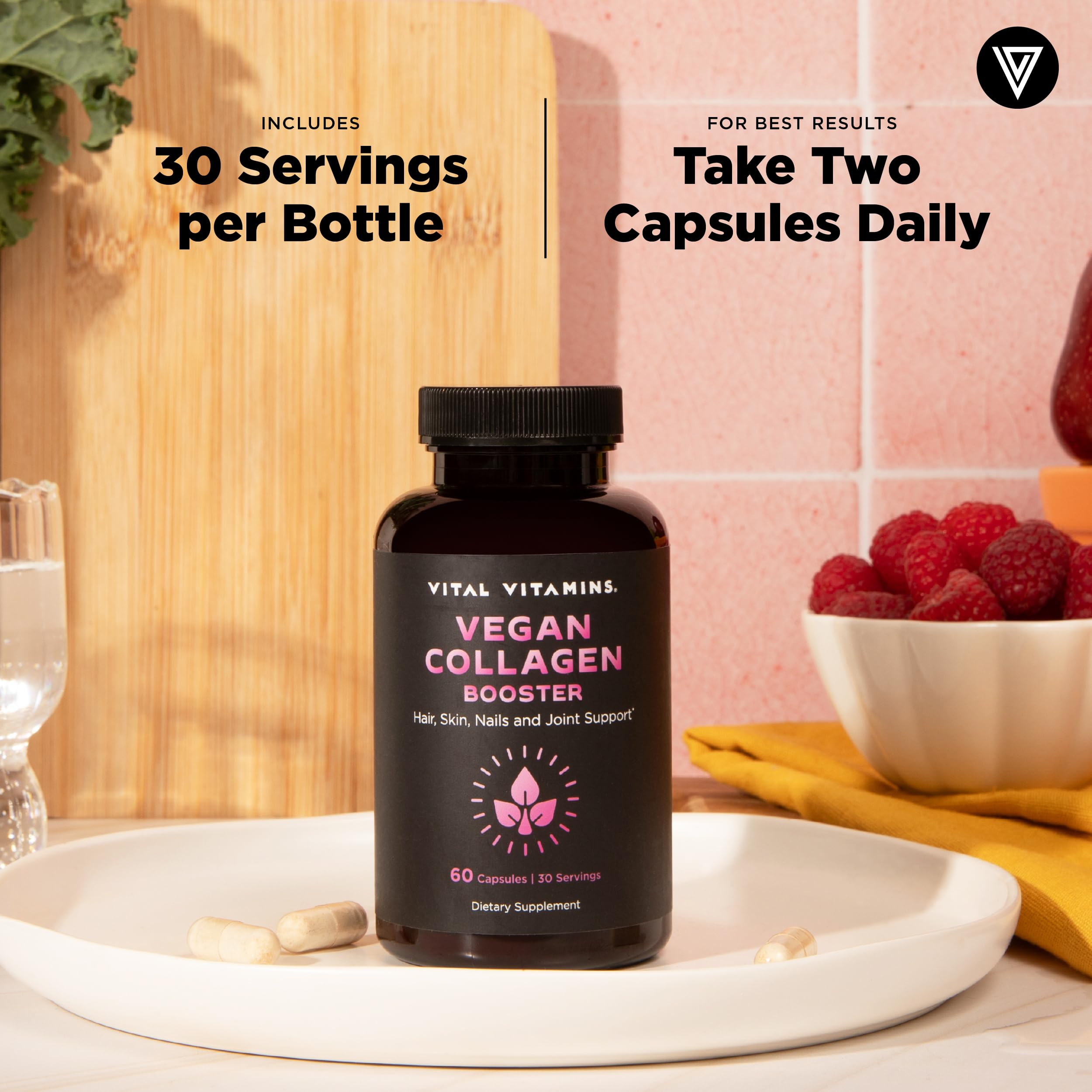Vital Vitamins Vegan Collagen support capsule in hand