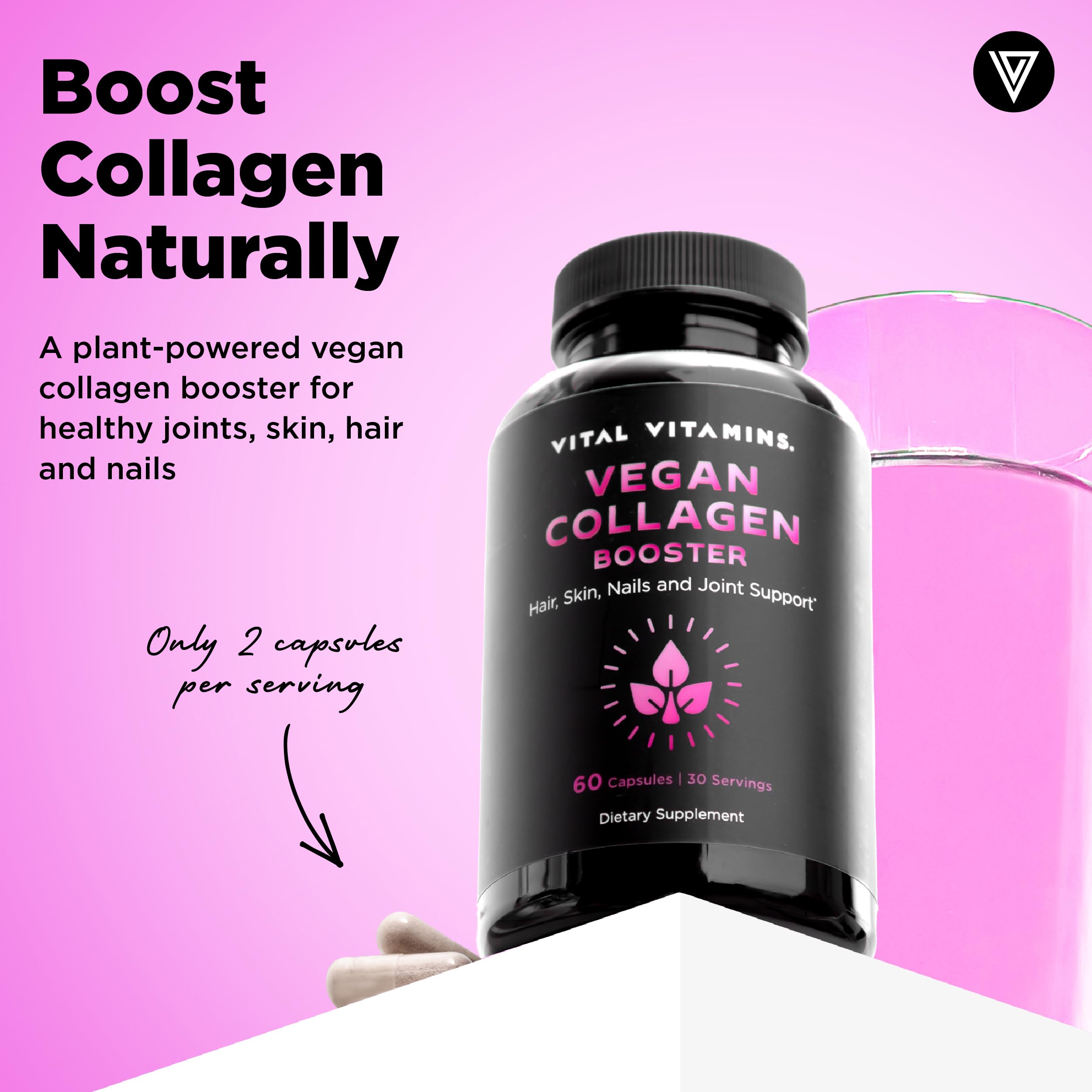 Vital Vitamins Vegan Collagen support capsules close-up