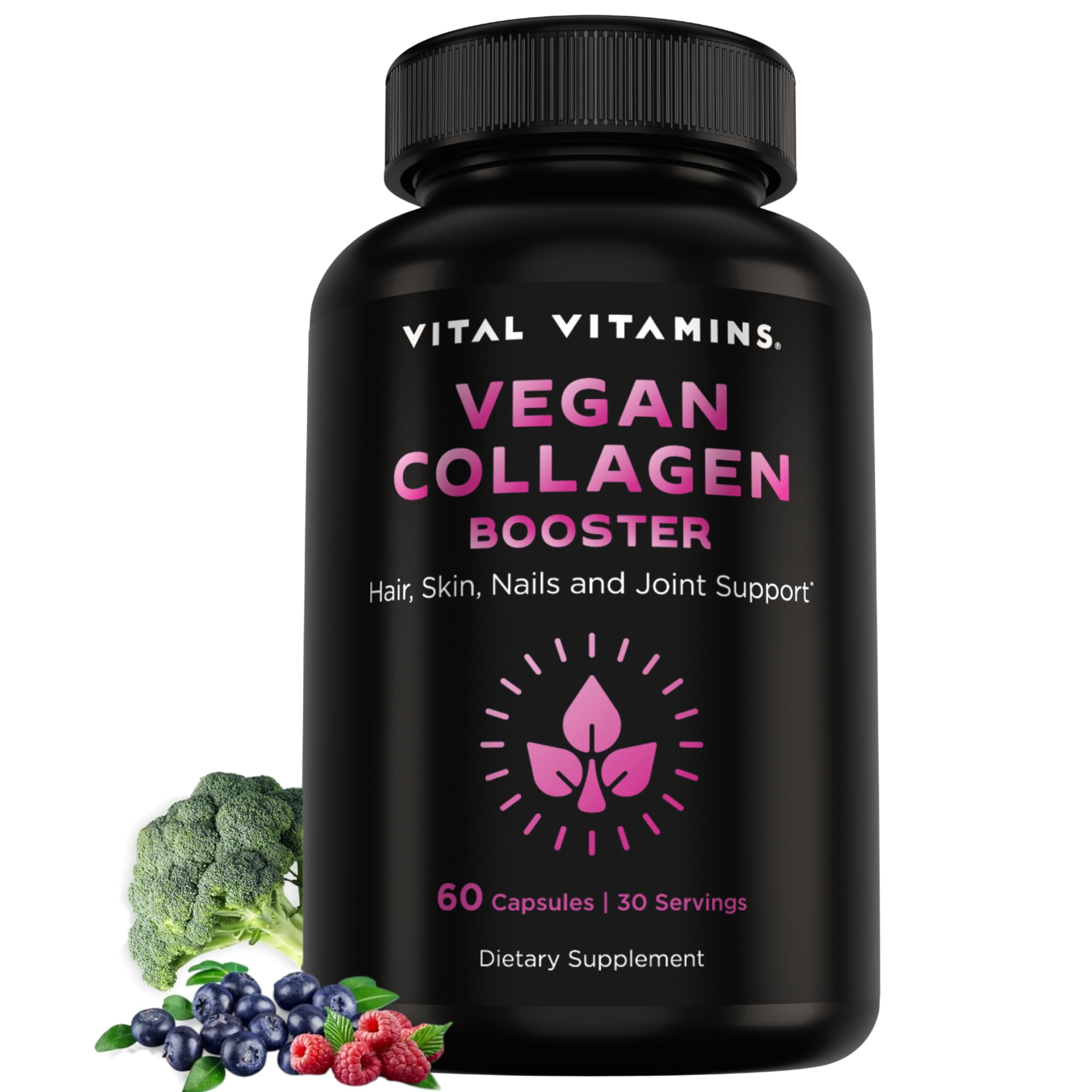Vital Vitamins Vegan Collagen support front view with packaging