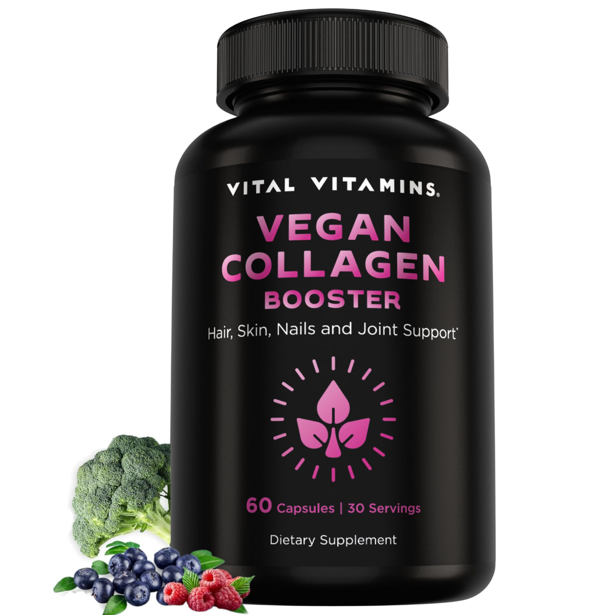 Vital Vitamins Vegan Collagen support front view with packaging