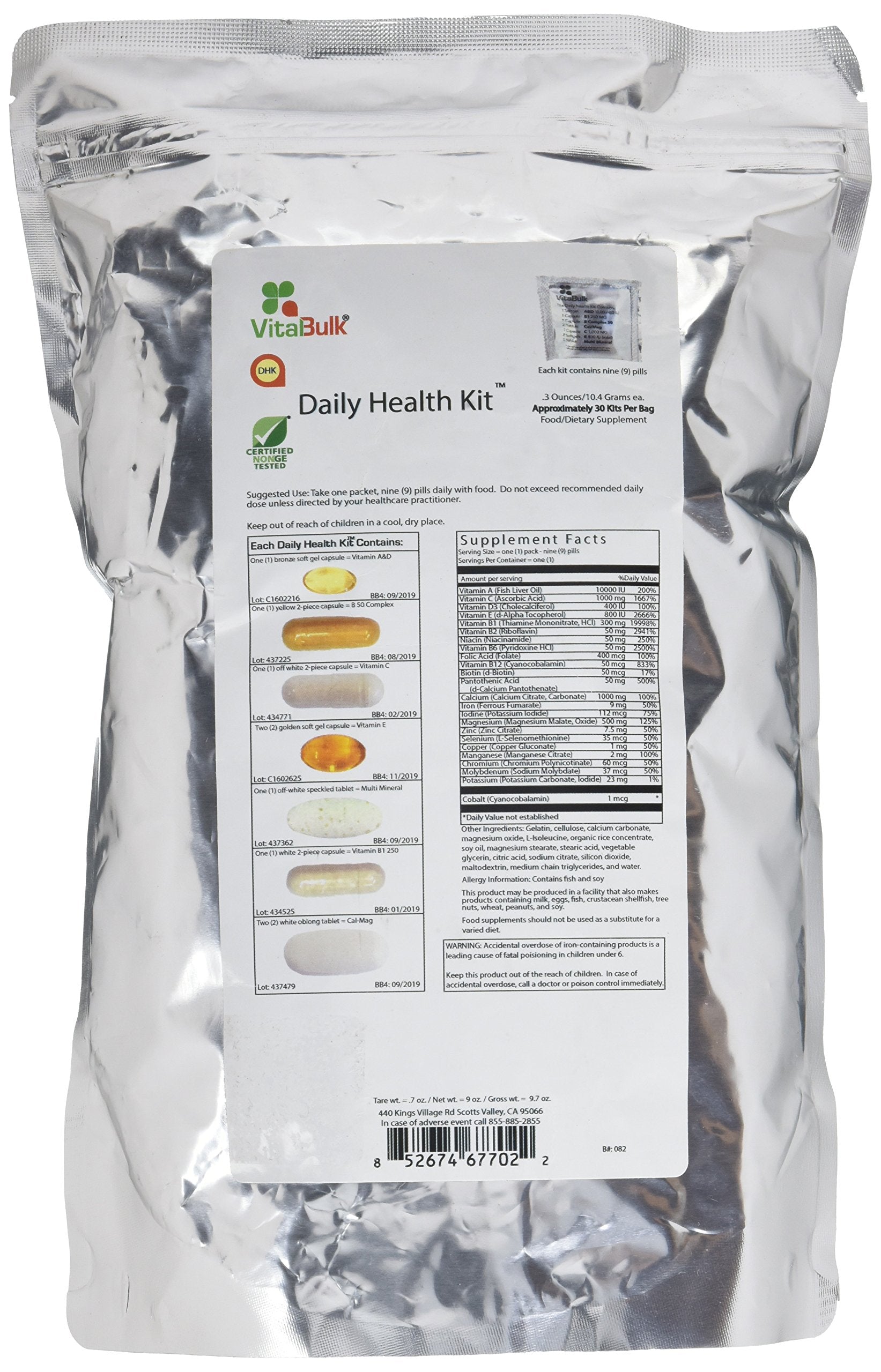 VitalBulk Daily Health Kit multivitamins front view with packaging details