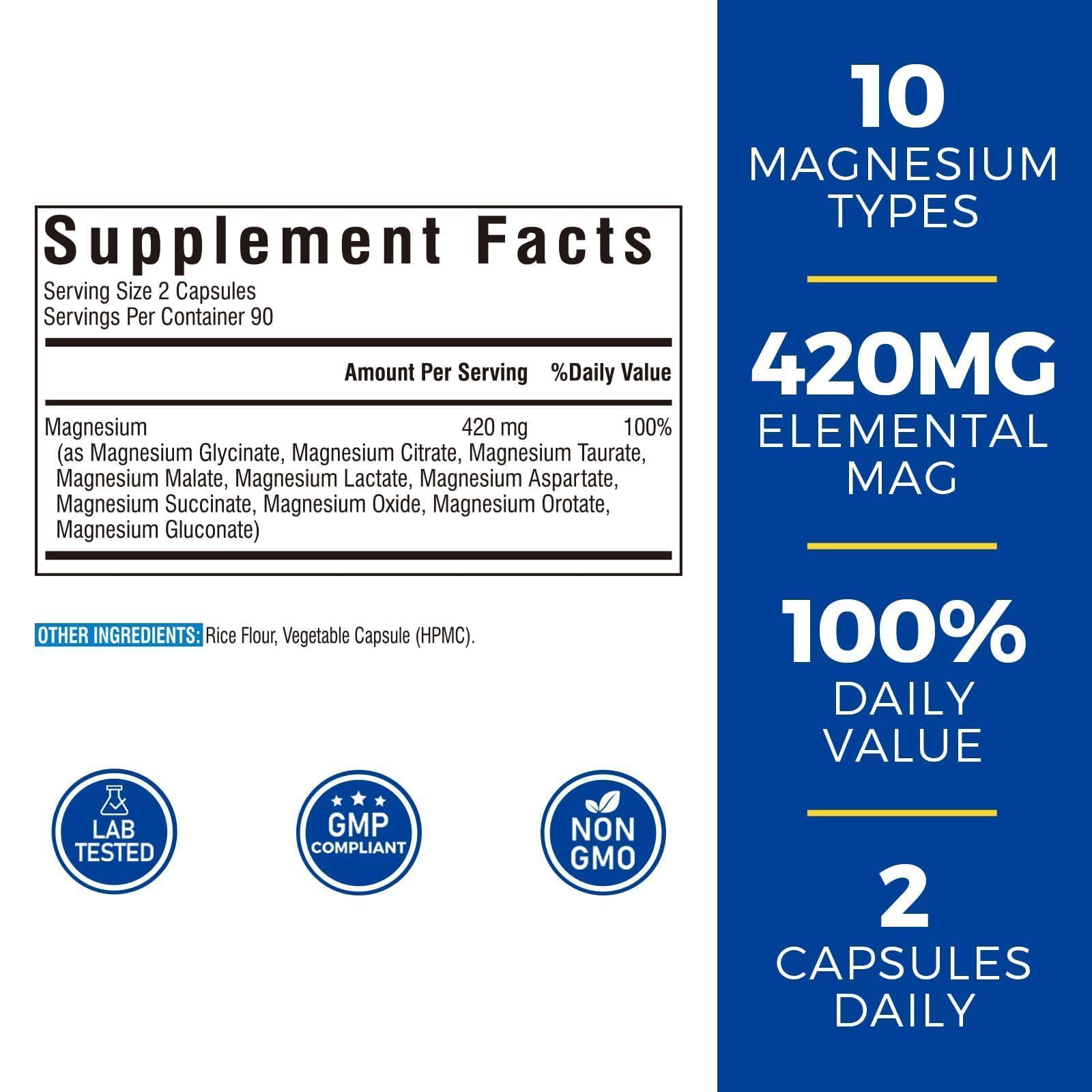 Vitalibre 10-in-1 Magnesium Complex capsules in a hand