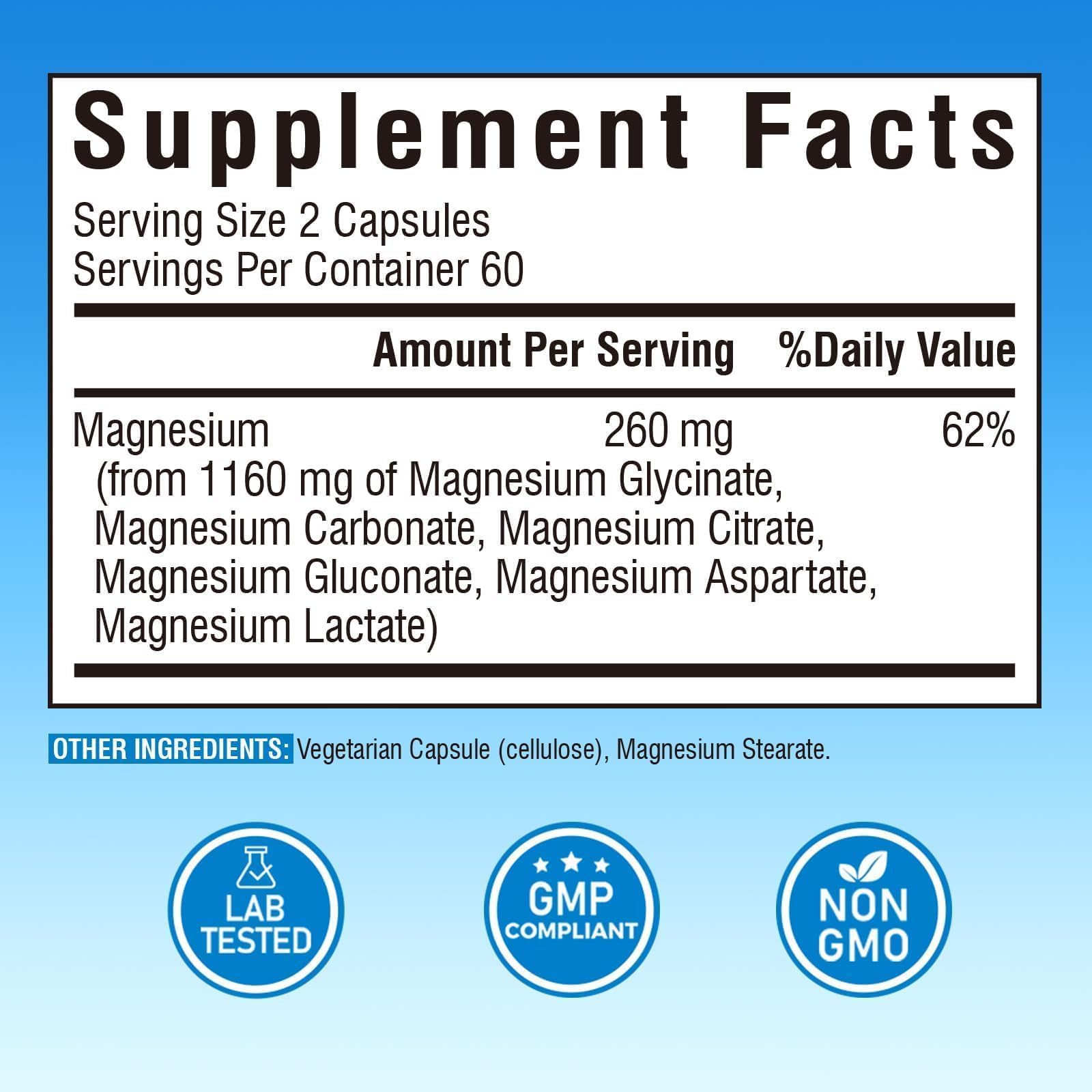 Vitalibre 6-in-1 Magnesium Complex side view showing capsule details