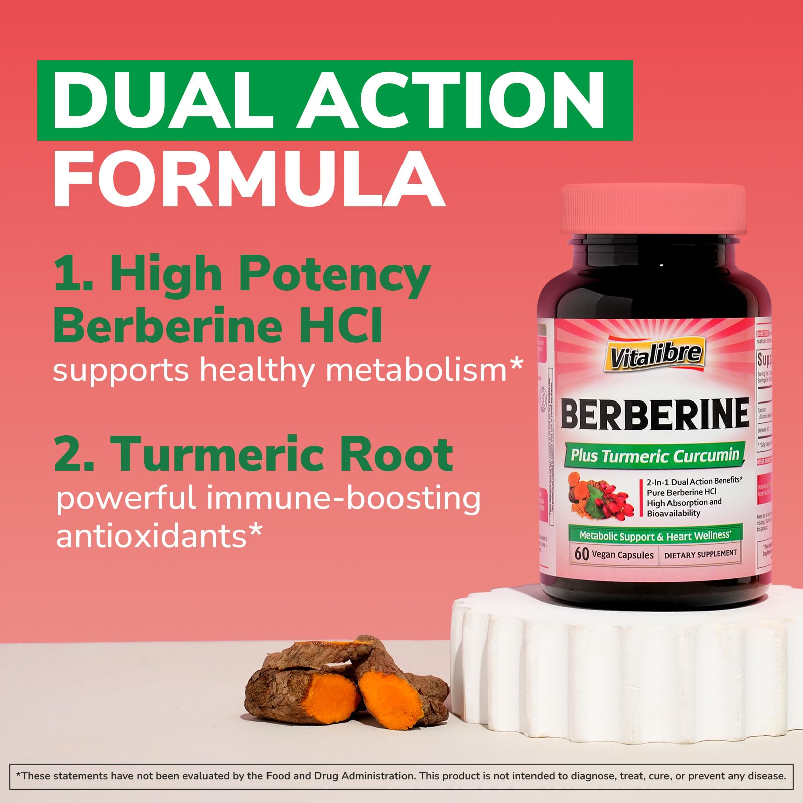Vitalibre Berberine Complex 200mg capsules with a measuring spoon