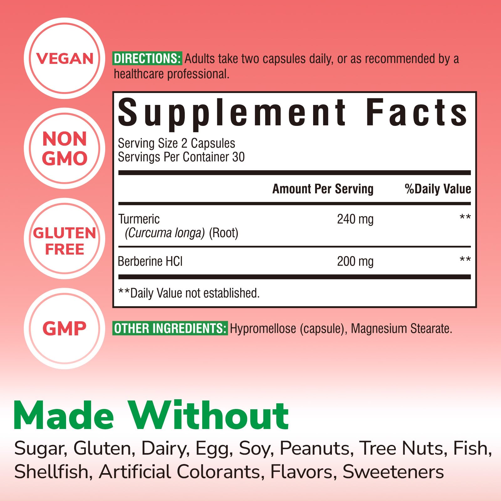 Vitalibre Berberine Complex 200mg capsules with turmeric